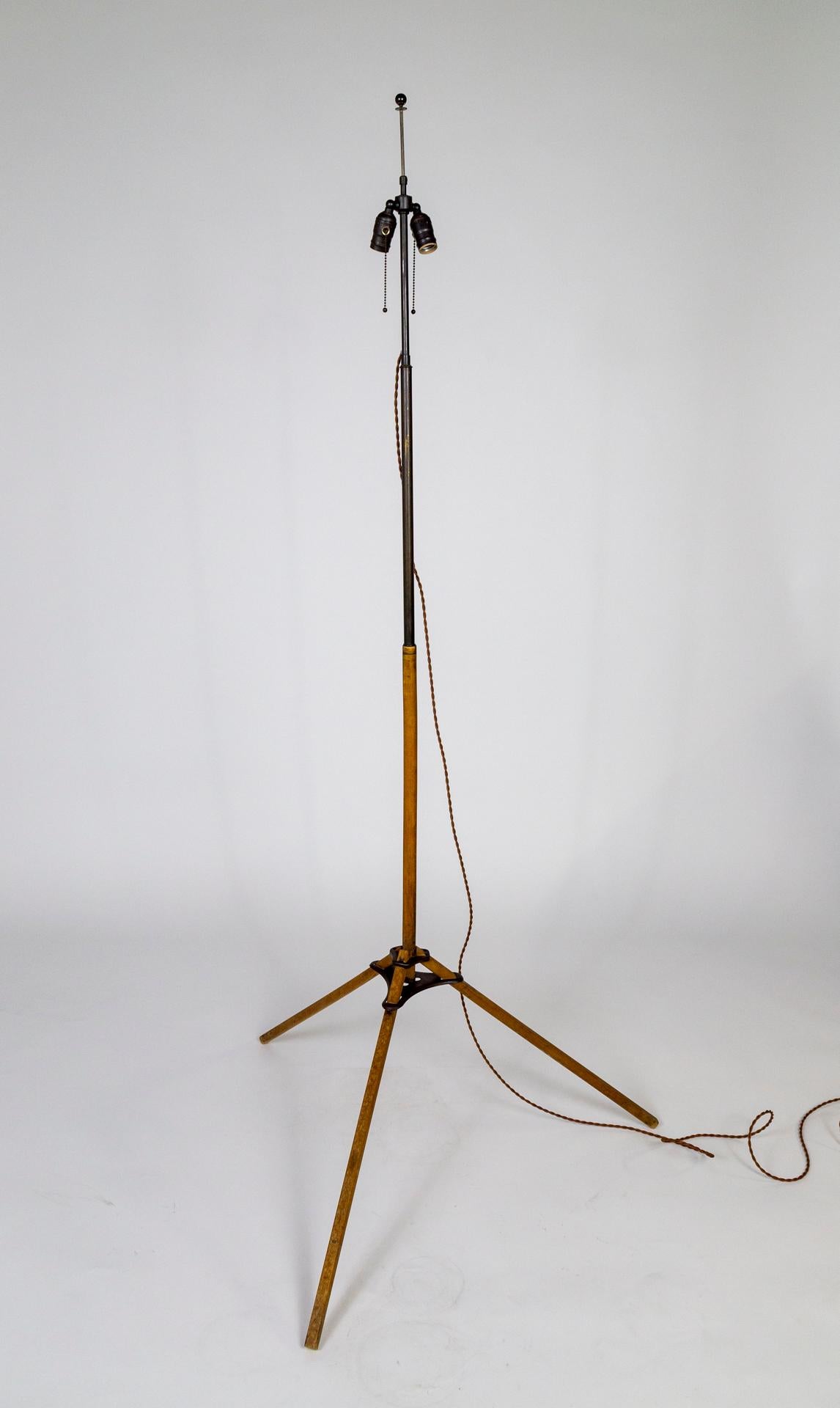 Wood Tripod Floor Lamp by Thomas O'Brian For Sale 1