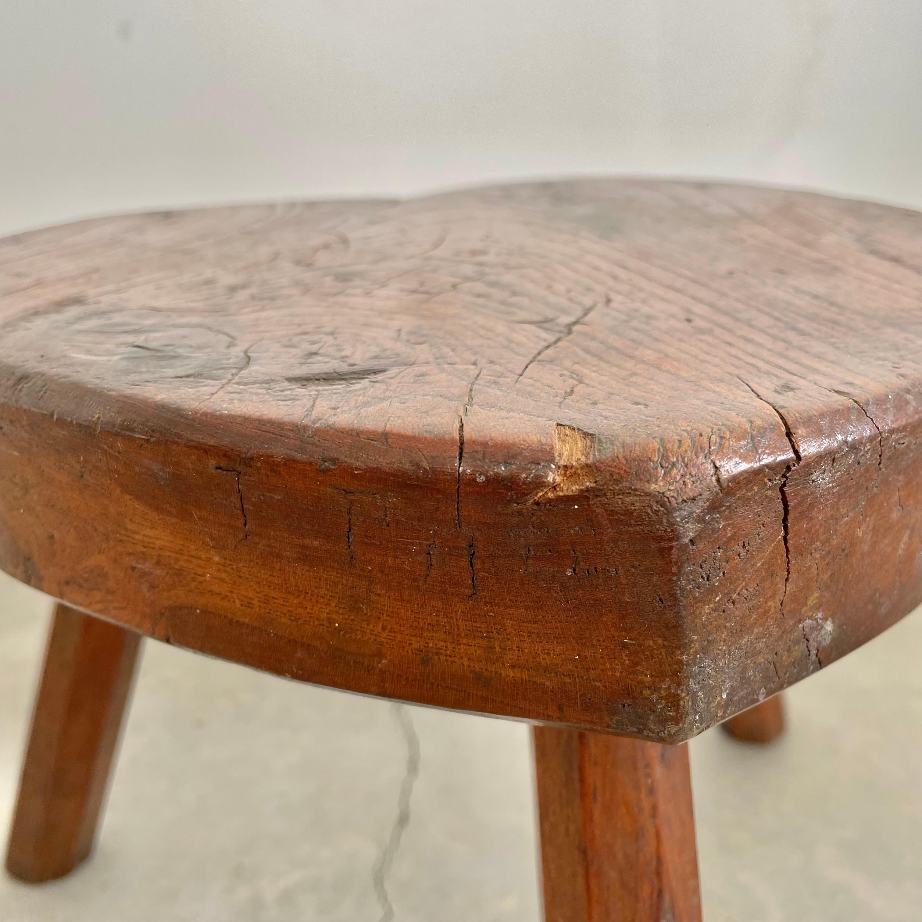 French Wood Tripod Heart Stool, 1950s France For Sale