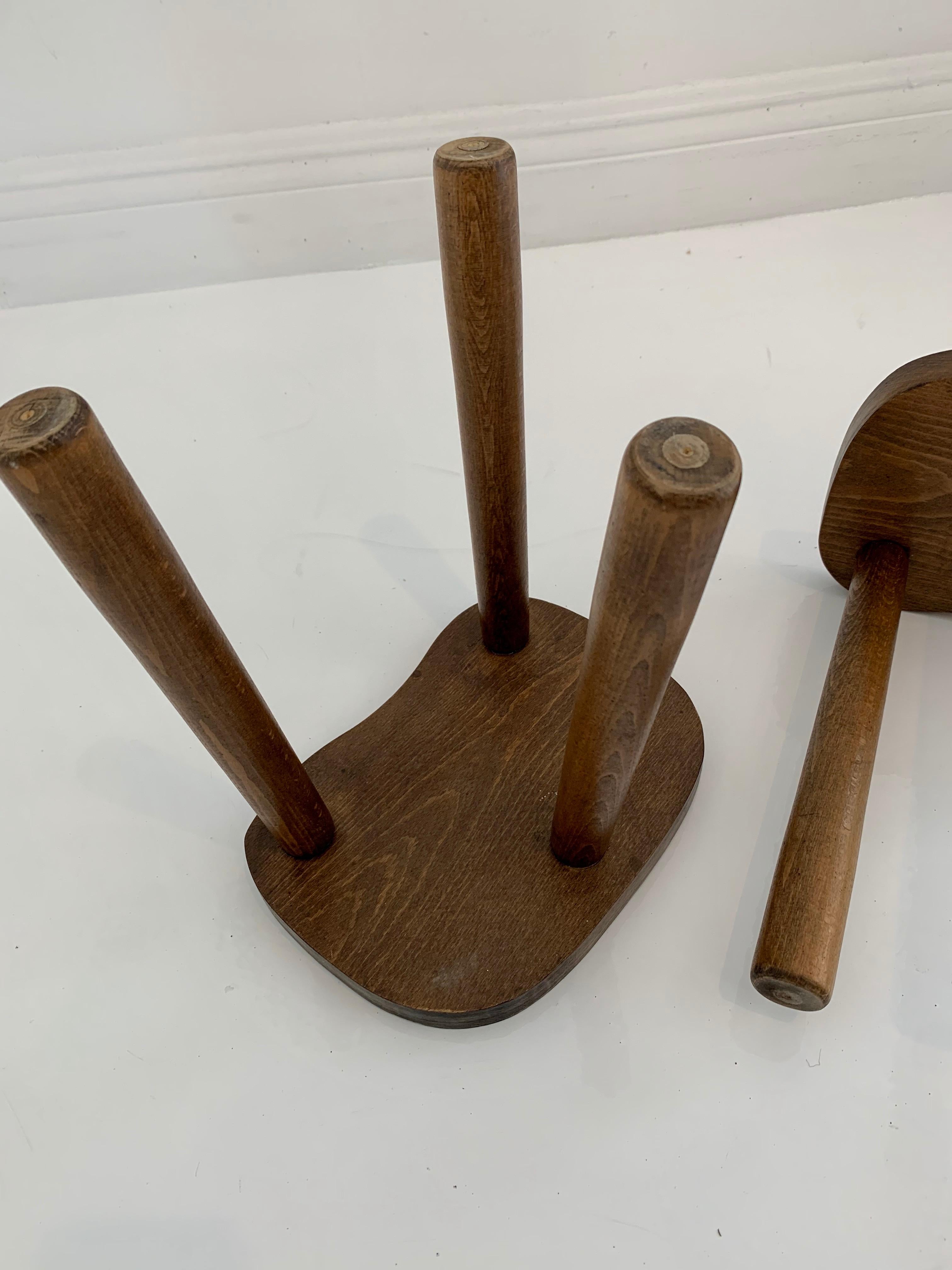 Wood Tripod Milking Stools In Good Condition In Los Angeles, CA