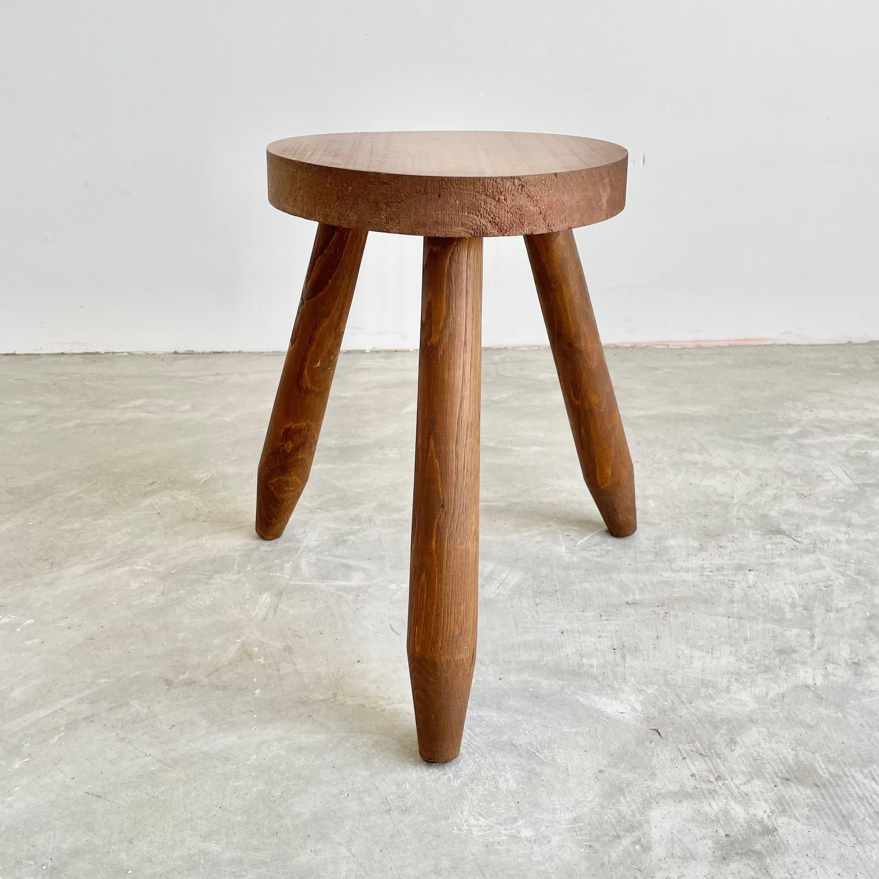 French Wood Tripod Stool, 1960s France For Sale