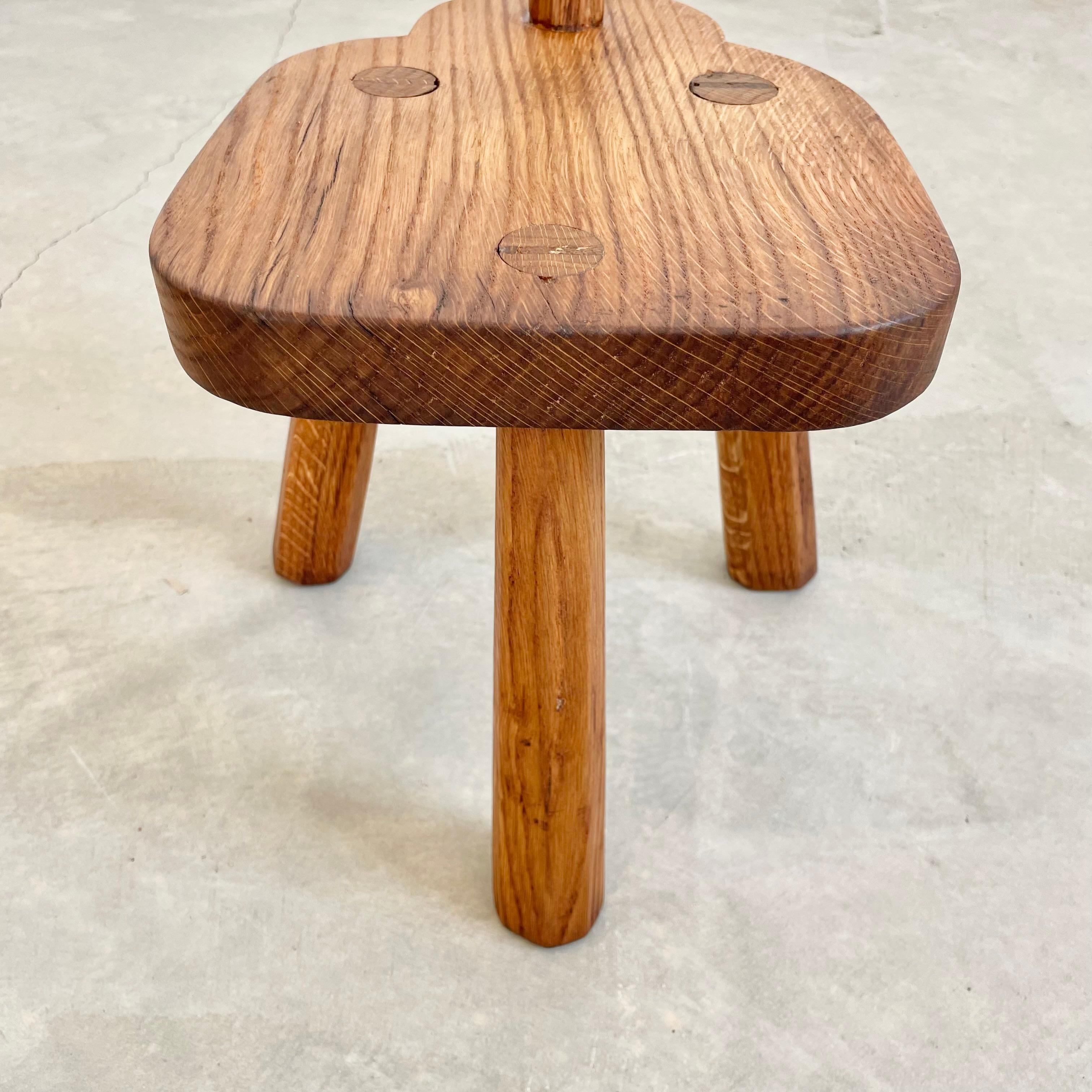 Wood Tripod Stool with Backrest, 1960s France For Sale 1