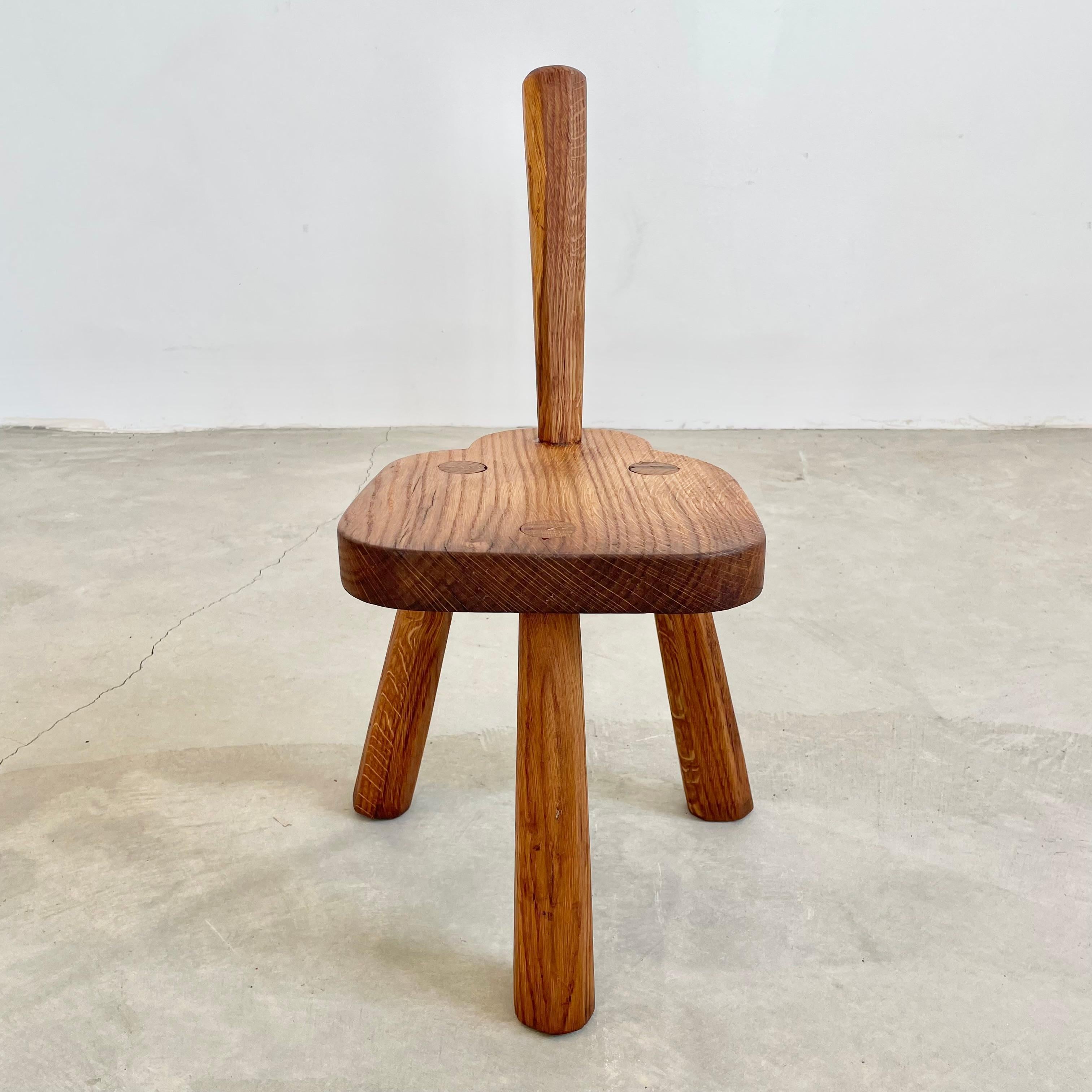 Wood Tripod Stool with Backrest, 1960s France For Sale 6