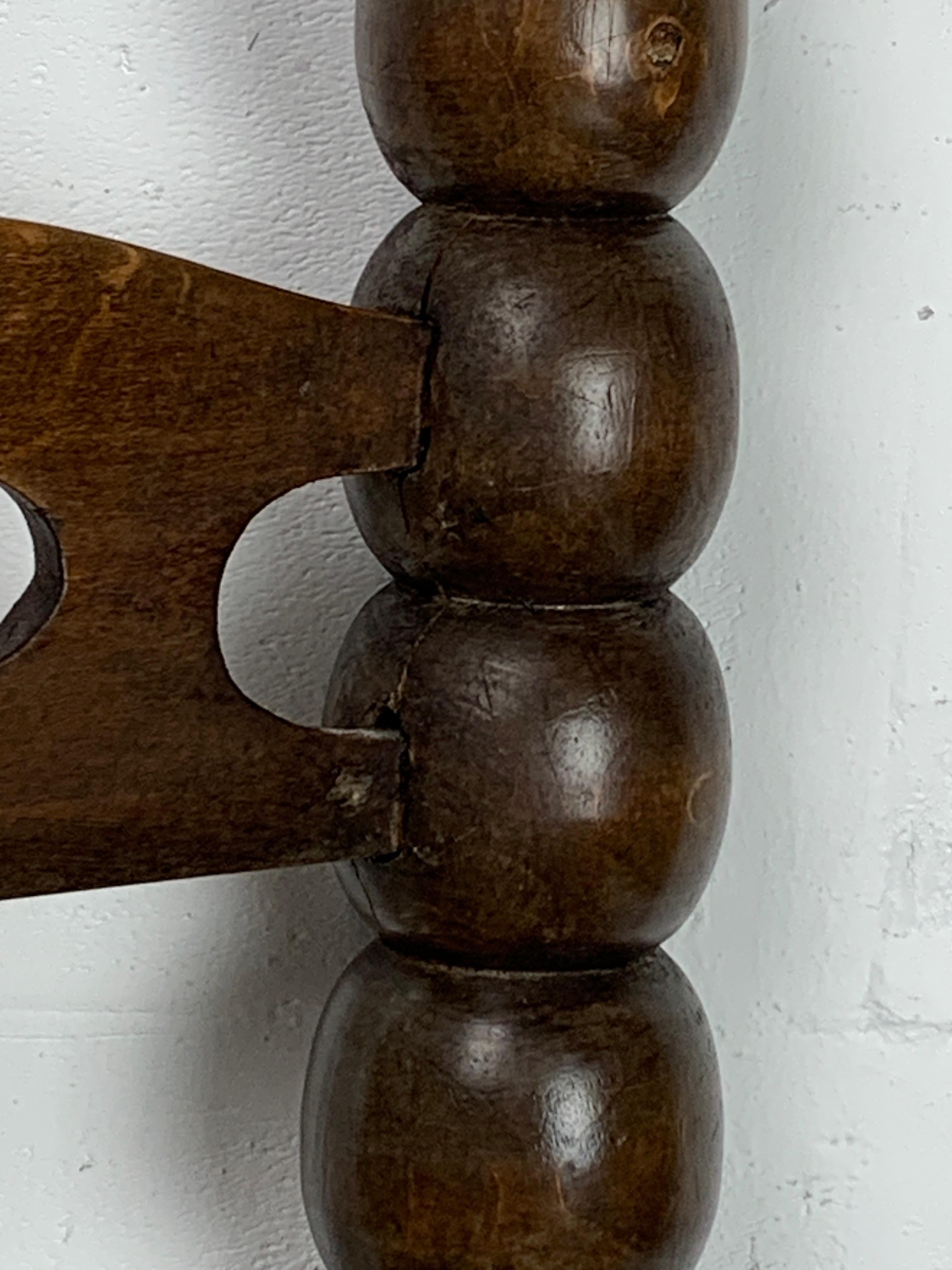Wood Turned Bobbin Low Rush Chair in the style of Charles Dudouyt, France, 1950s 10