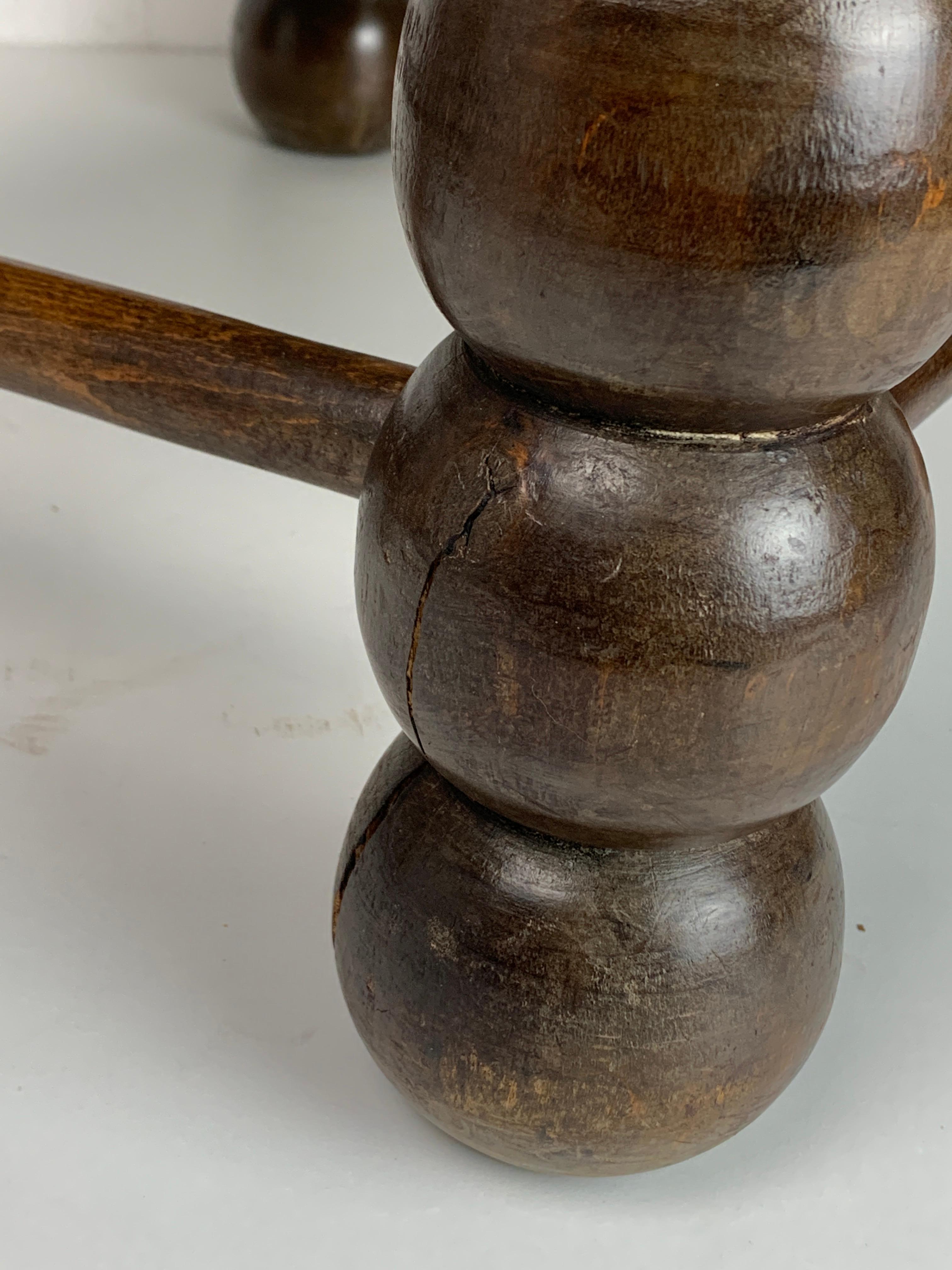 Wood Turned Bobbin Low Rush Chair in the style of Charles Dudouyt, France, 1950s 2