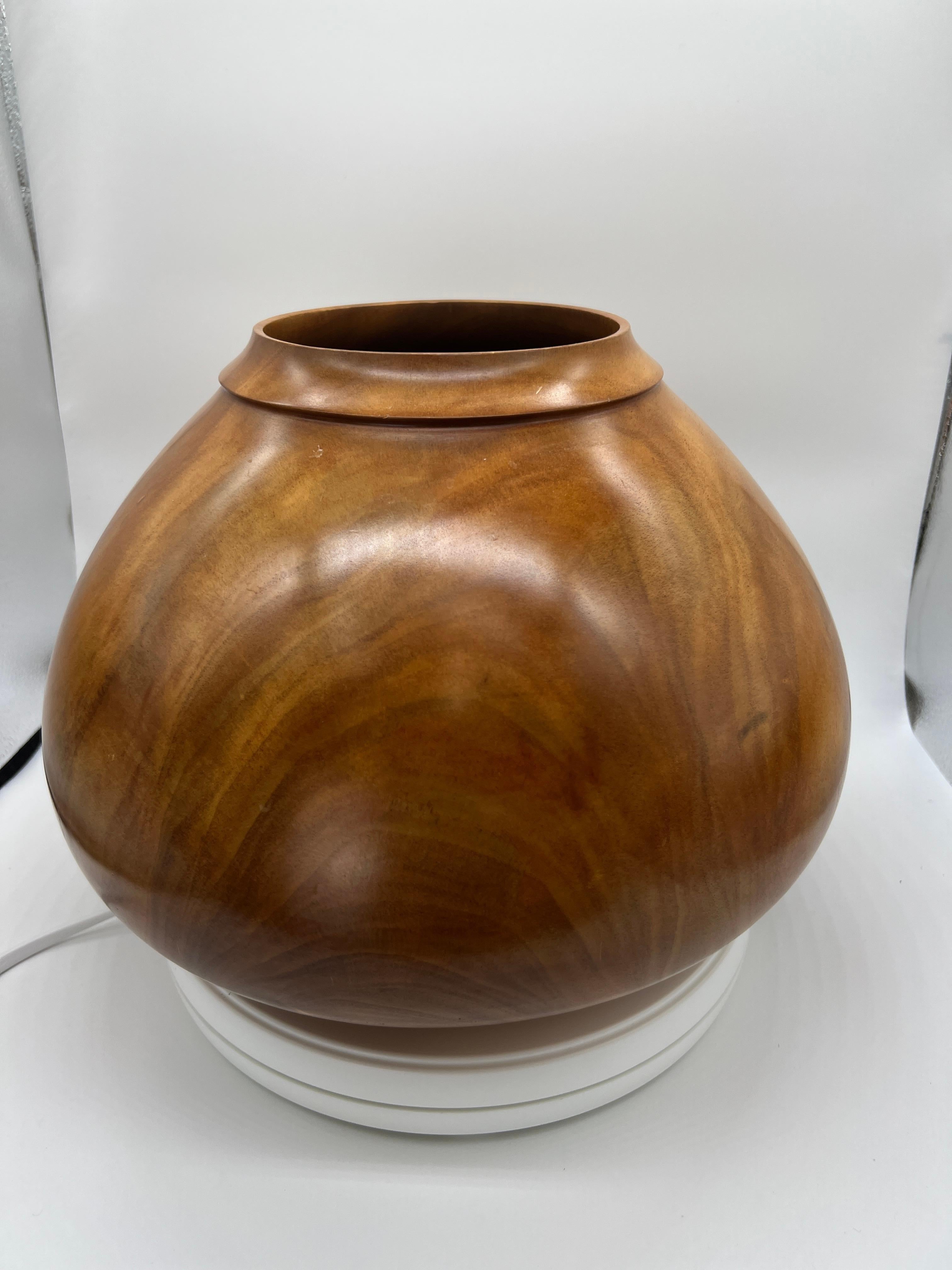 Lovely large wood turned bowl by mid-century wood artist Kevin Parks.  12.5