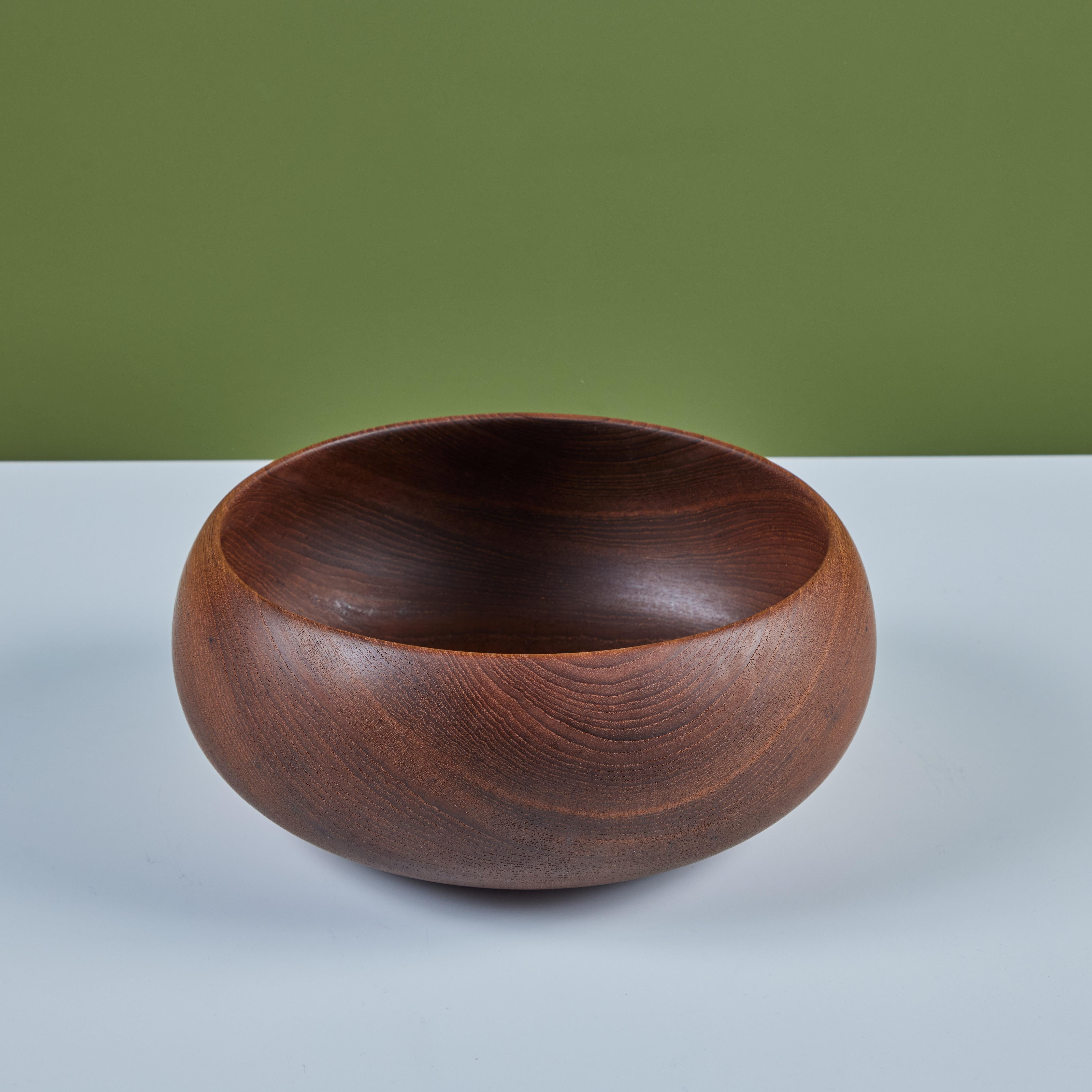 Wood Turned Bowl with Utensils For Sale 1