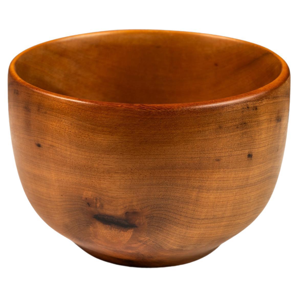 Cuenco para servir torneado en madera maciza de mirto, Oregón, EE.UU., c. años 80