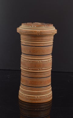 Wood Turner Test Cilindrical Box, 17th-18th Centuries
