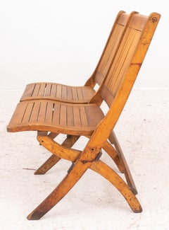 Wood Two Seat Folding Chairs Bench