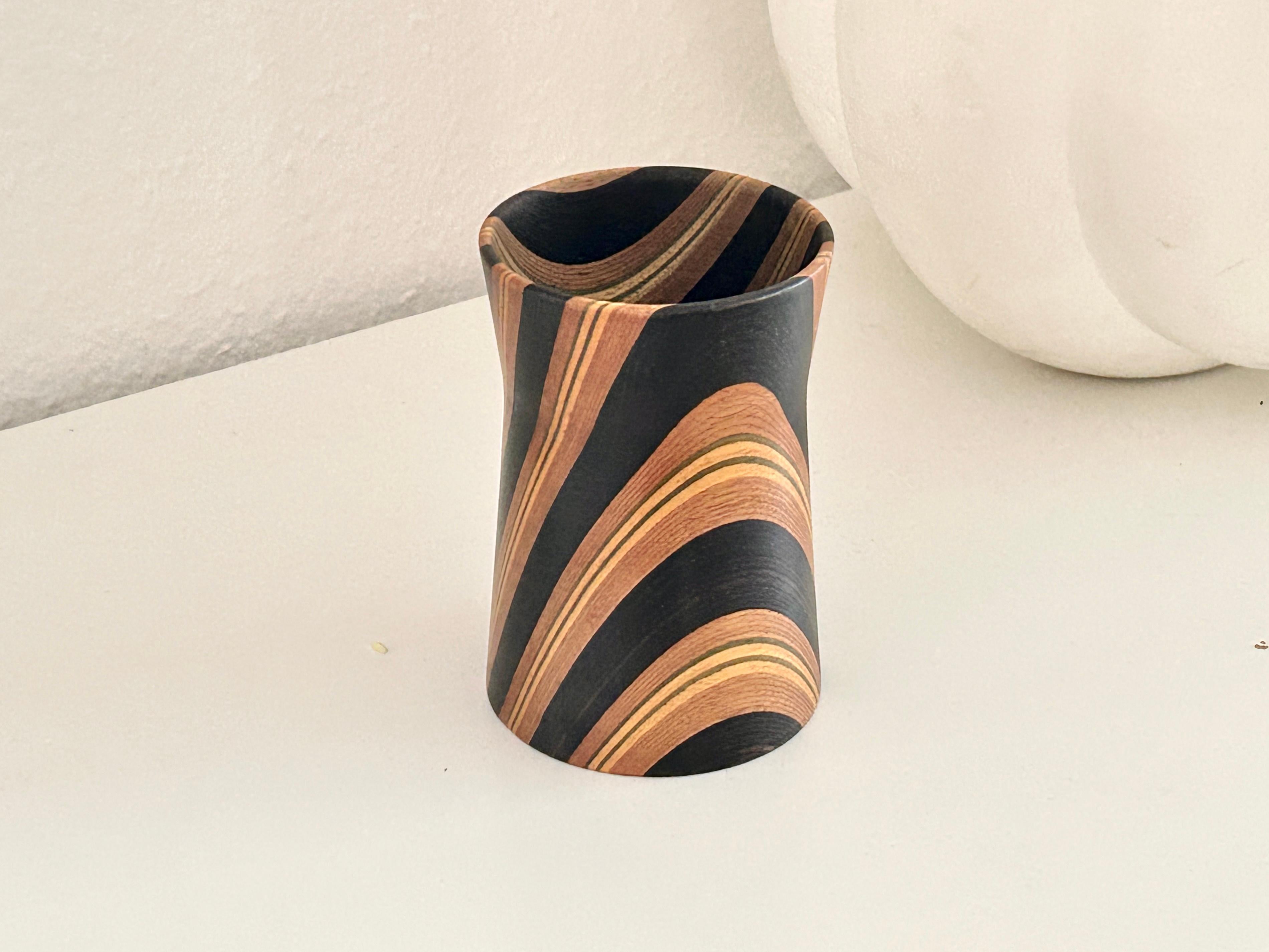Post-Modern Colorwood vase designed by Angelo Mangiarotti for Alpimass 1980ies  For Sale