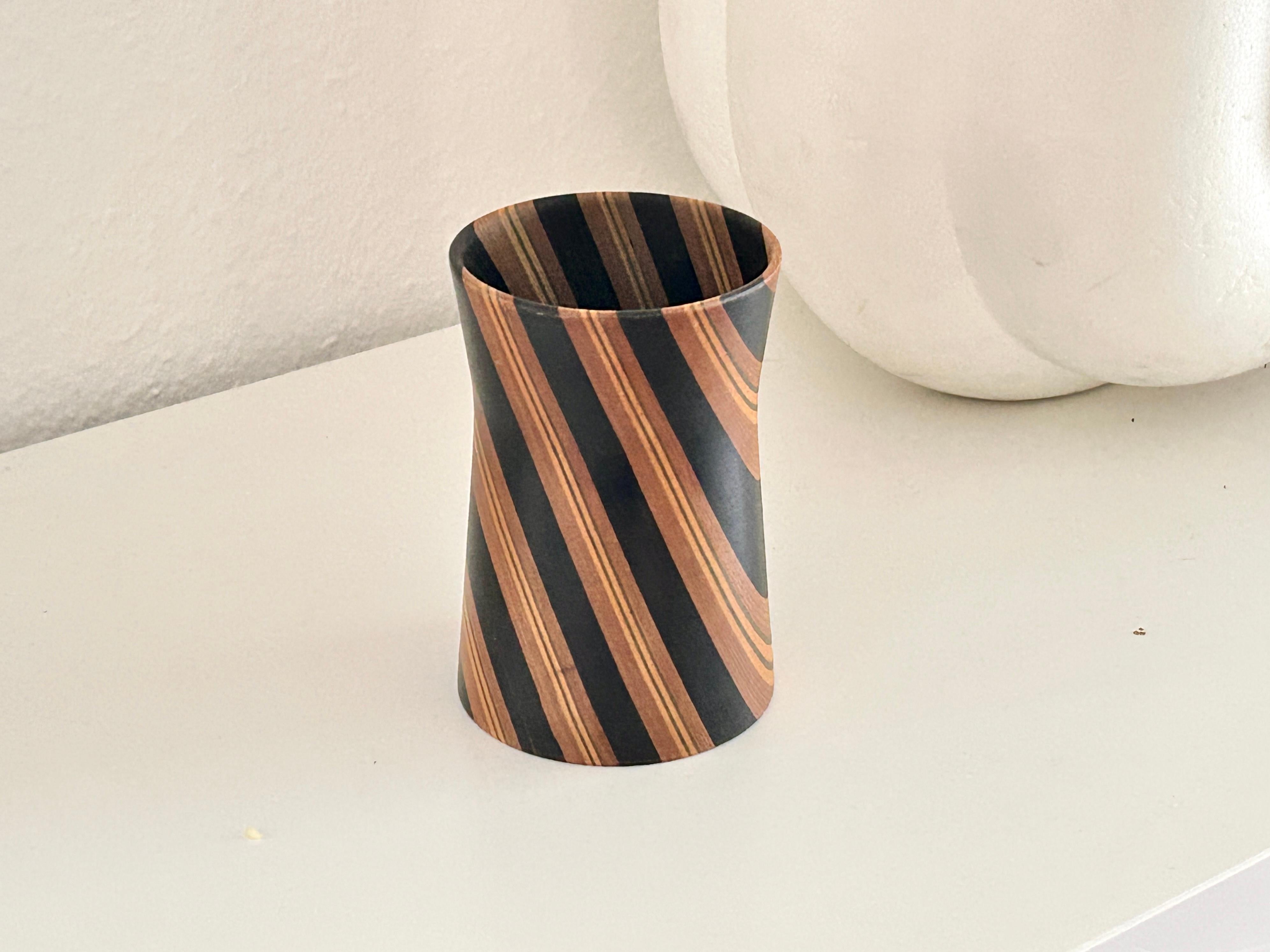 Italian Colorwood vase designed by Angelo Mangiarotti for Alpimass 1980ies  For Sale