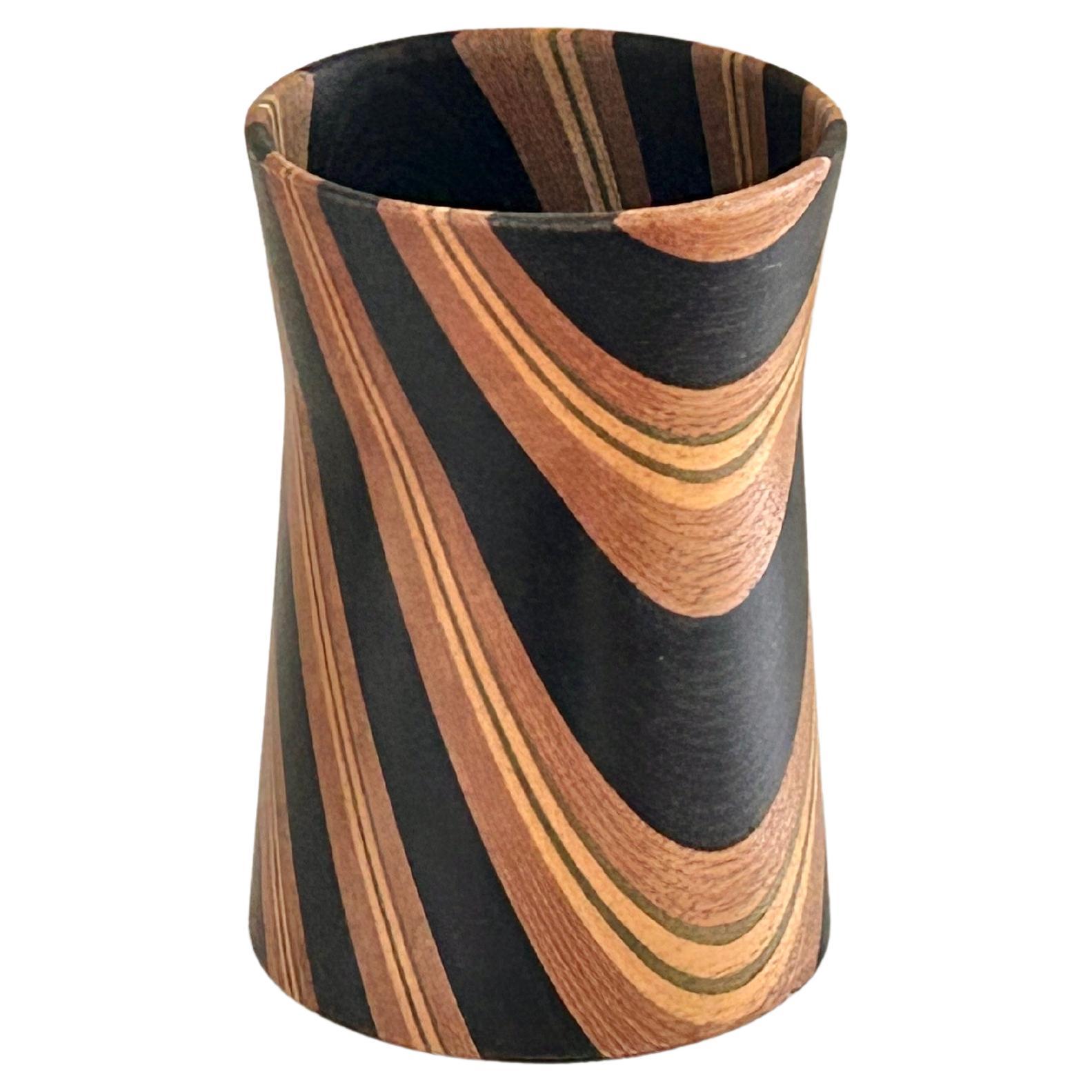 Colorwood vase designed by Angelo Mangiarotti for Alpimass 1980ies  For Sale