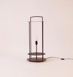 Cherry Wood Veneer Lantern #6 with Blackened Metal Frame