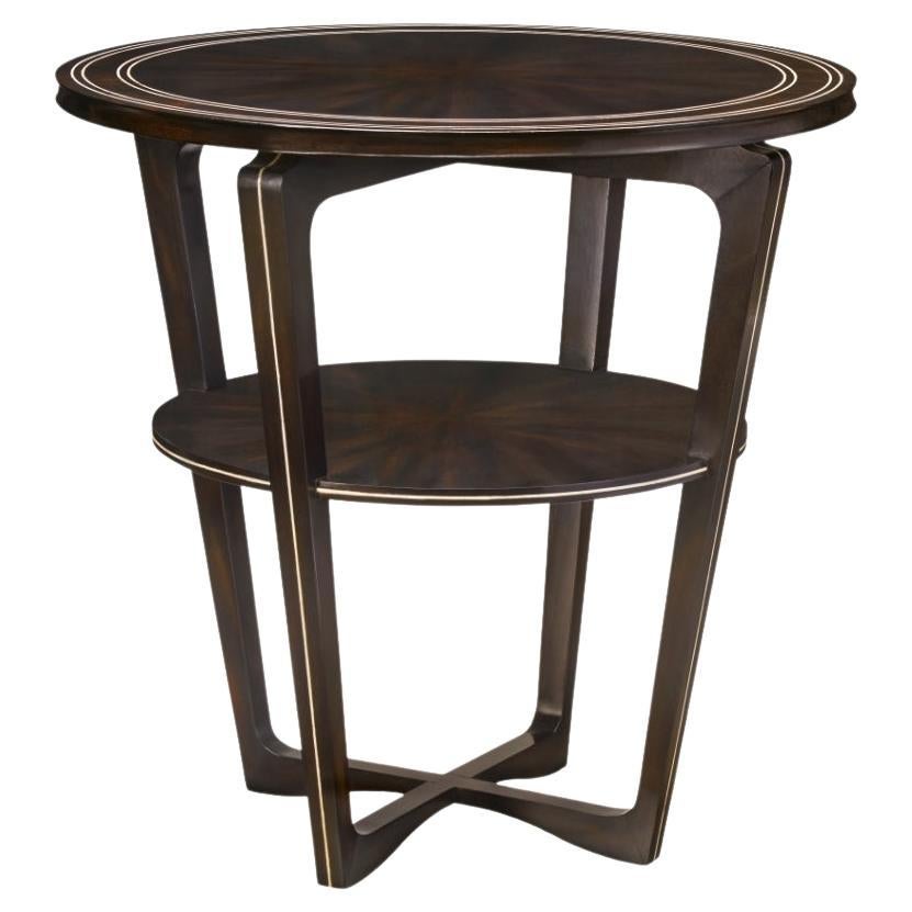 Wood Vercelli Lamp Table Inspired by French 50´S, with Bone Inlays Decor For Sale