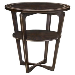 Wood Vercelli Lamp Table Inspired by French 50´S, with Bone Inlays Decor