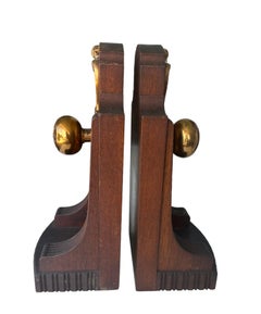 Custom Made Book Ends with Brass Door-knobs of NYC Official Seal Dated 1895