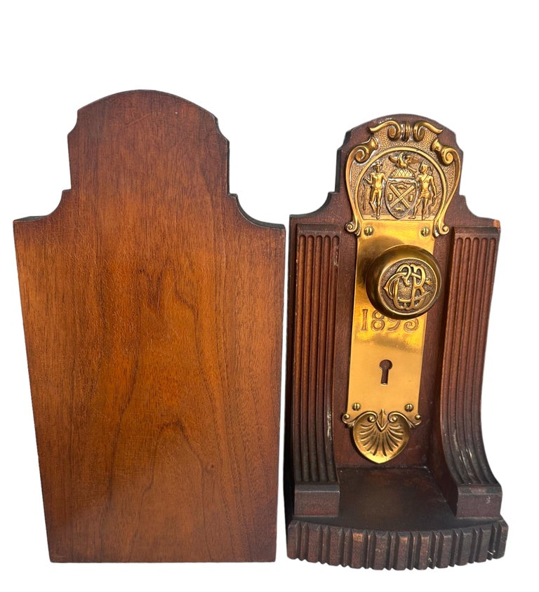 Custom Made Book Ends with Brass Doorknobs of NYC Official Seal Dated