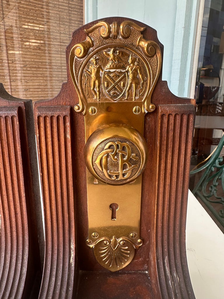 Custom Made Book Ends with Brass Doorknobs of NYC Official Seal Dated