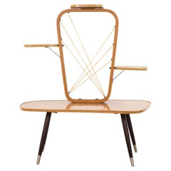 Wood & Vinyl Mid-Century Plant Stand