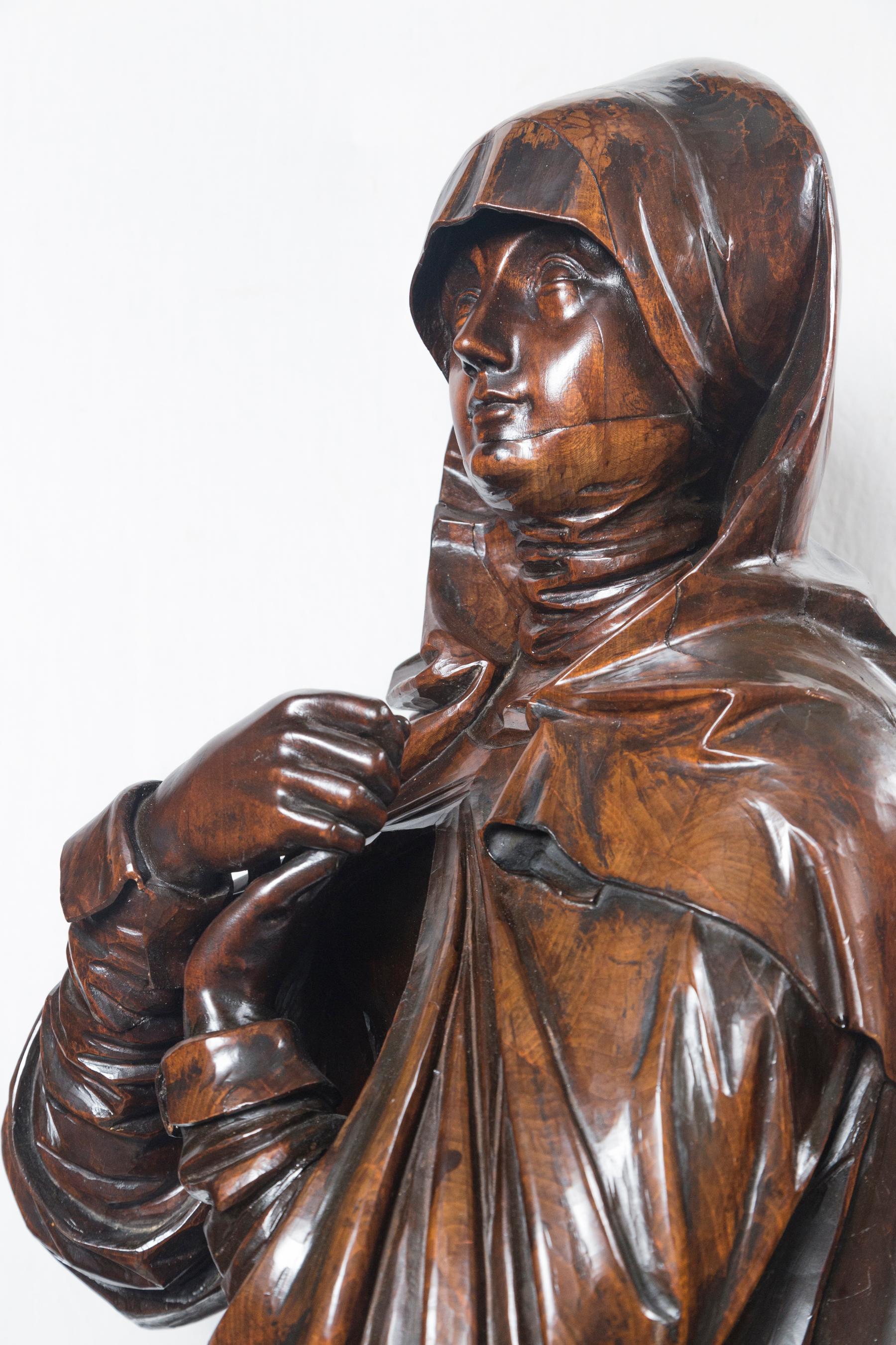 Wood 'Walnut??' Carving of the Madonna For Sale 3