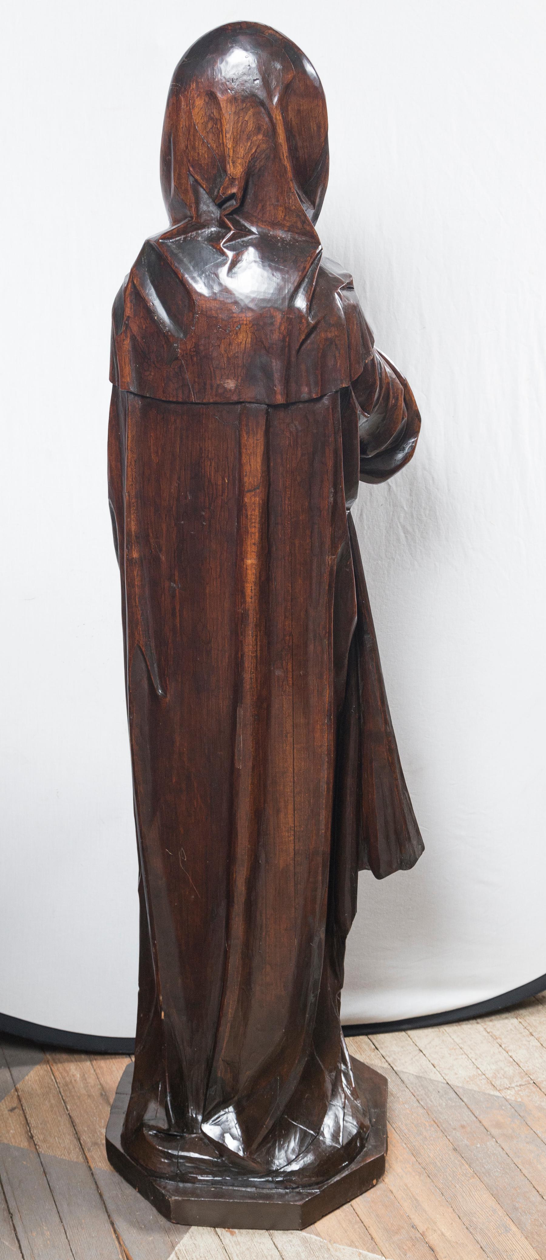 Wood 'Walnut??' Carving of the Madonna In Good Condition For Sale In Woodbury, CT