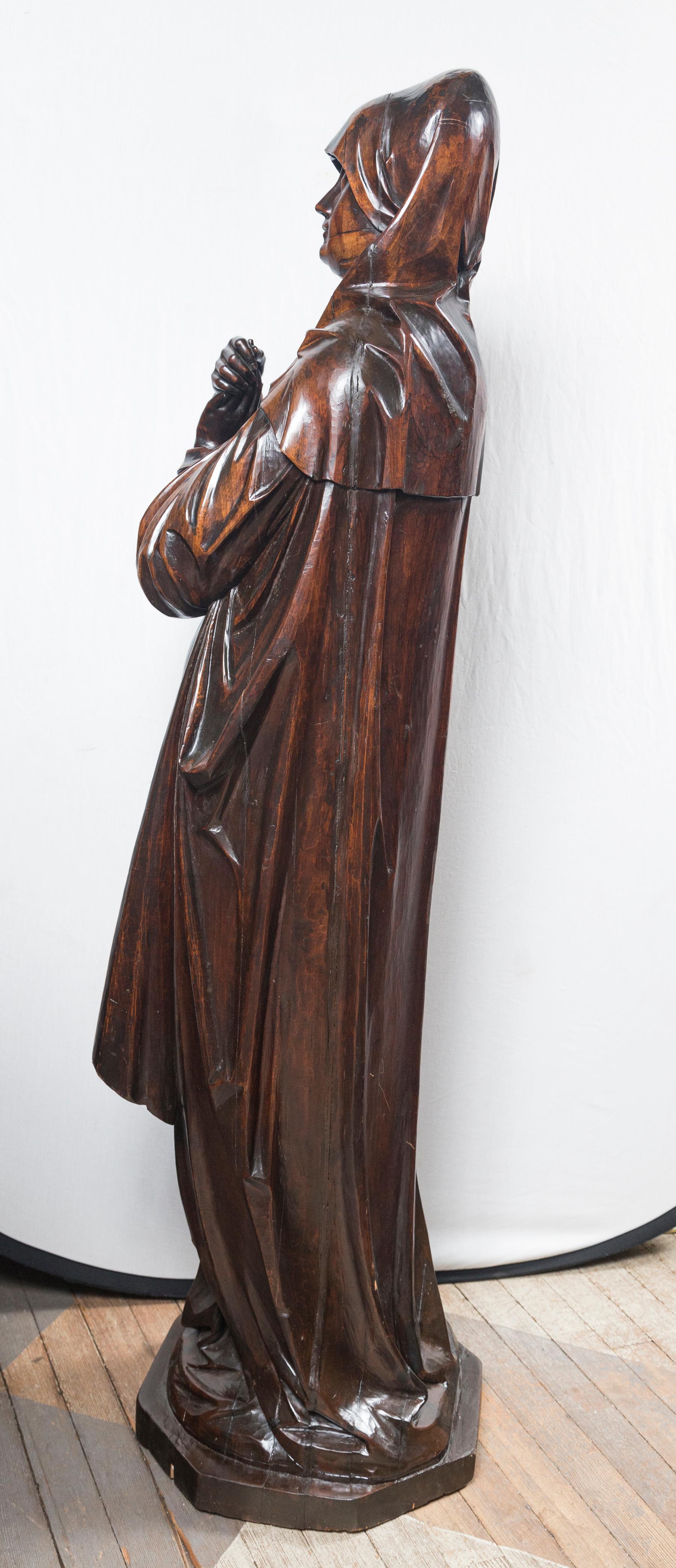 19th Century Wood 'Walnut??' Carving of the Madonna For Sale