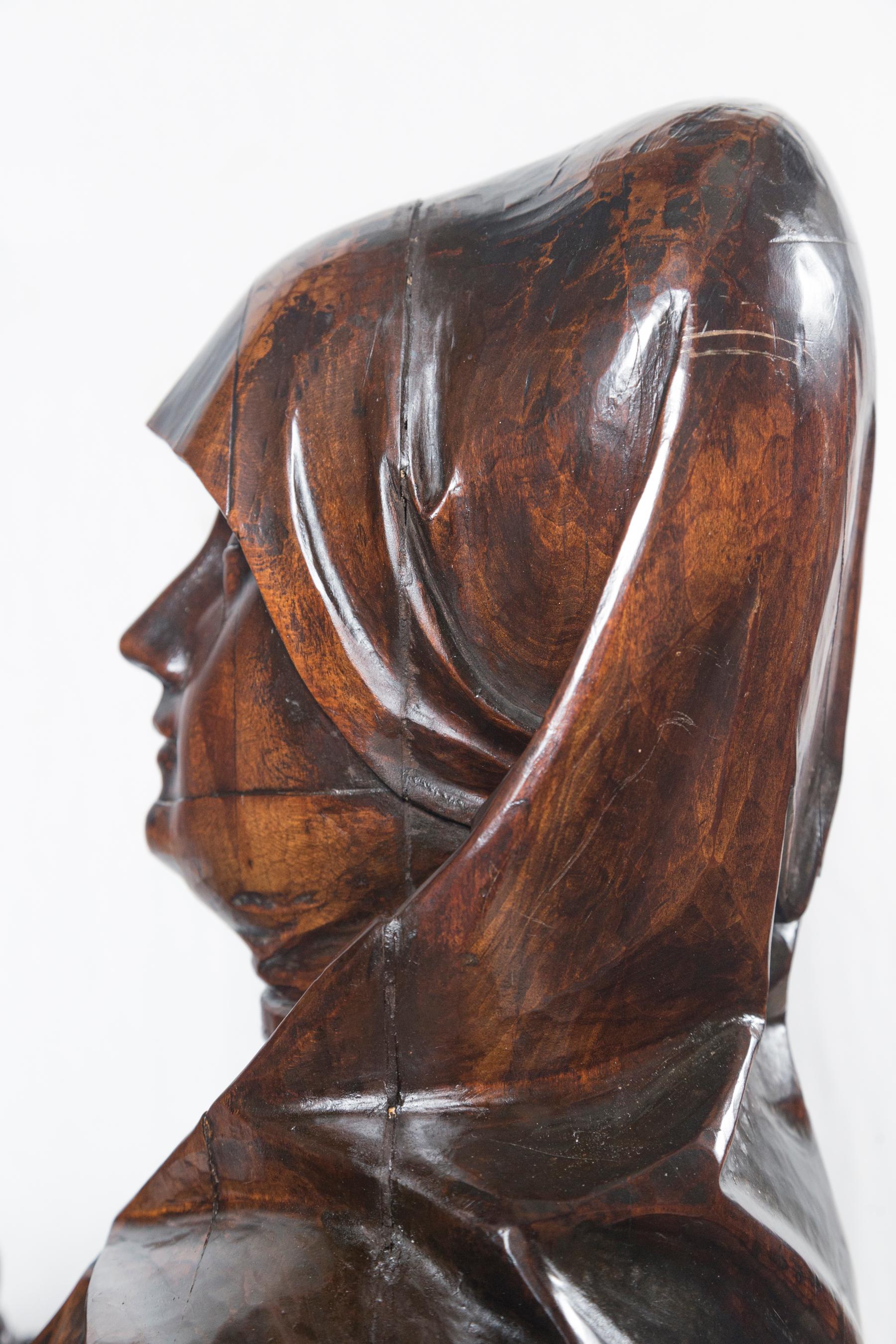 Wood 'Walnut??' Carving of the Madonna For Sale 1