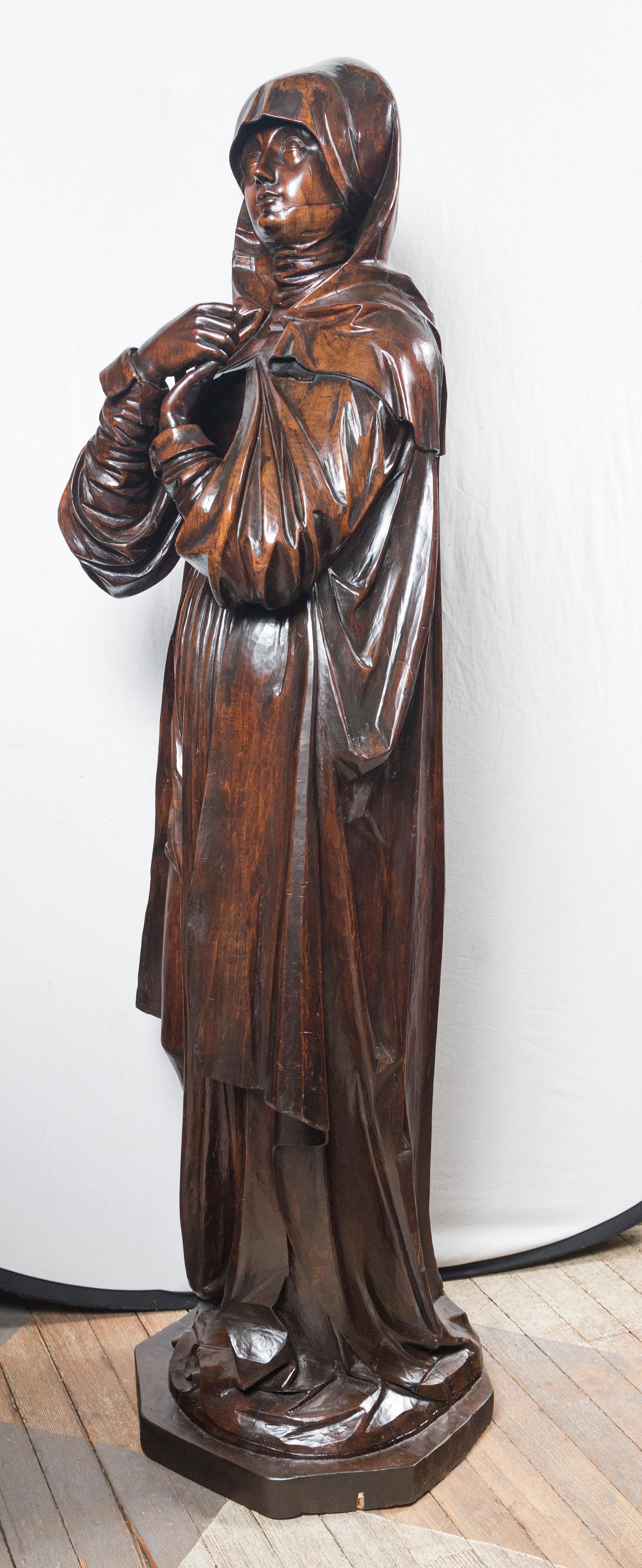 Wood 'Walnut??' Carving of the Madonna For Sale 2