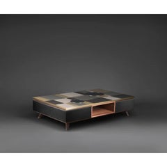 Wood Walnut Natural and Medium Brushed Antique Eden Centre Table by Madheke