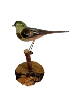 Wood Warbler Viechtauer Hand Carved Wood Bird, Black Forest Folk Art, Austria