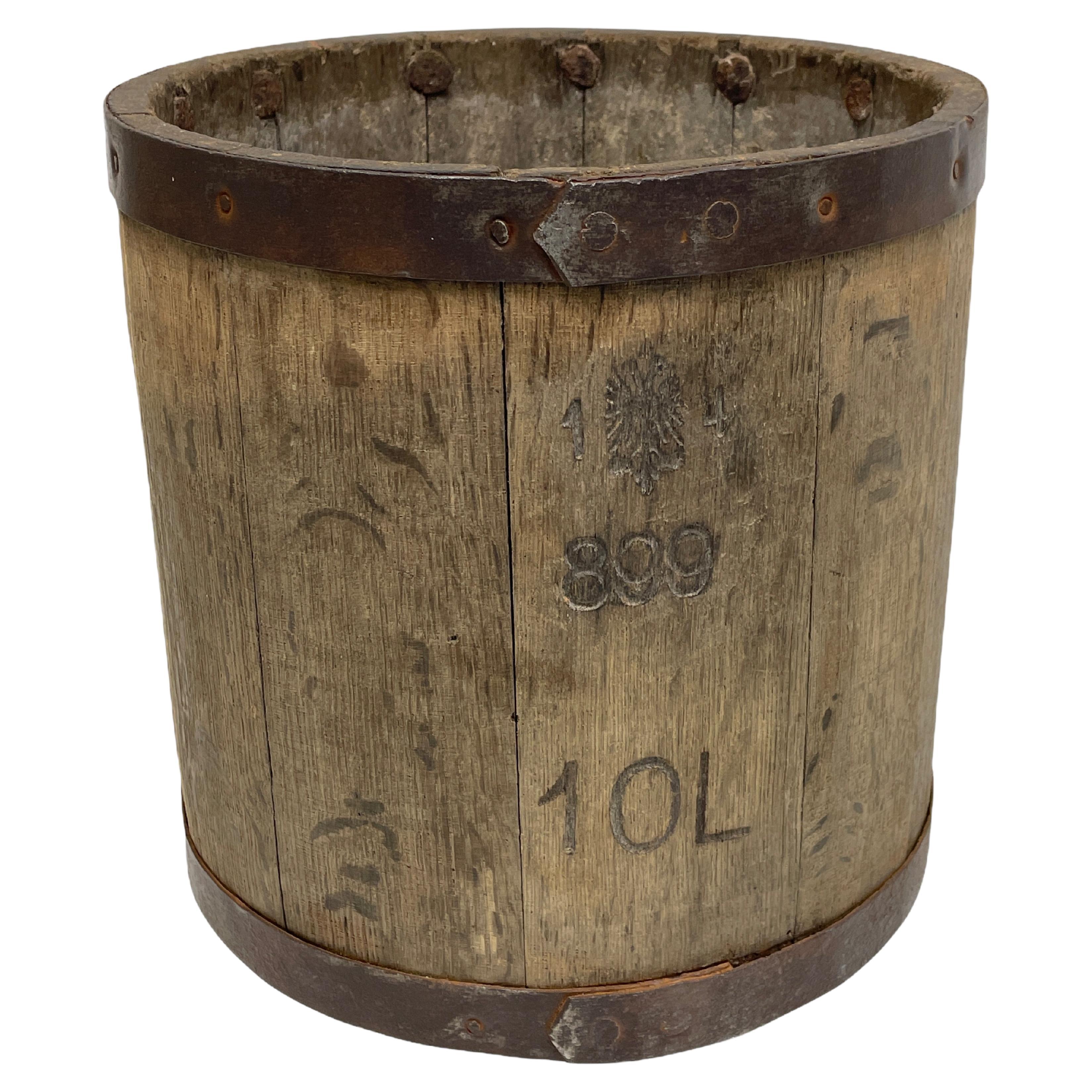 Wood Water Bucket with Wrought Iron Bands, Austria, 1890s
