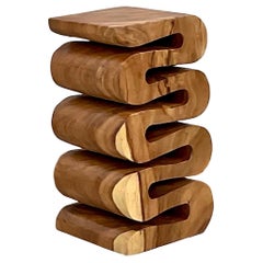 Wood Wave Accent Wiggle Low Stool
