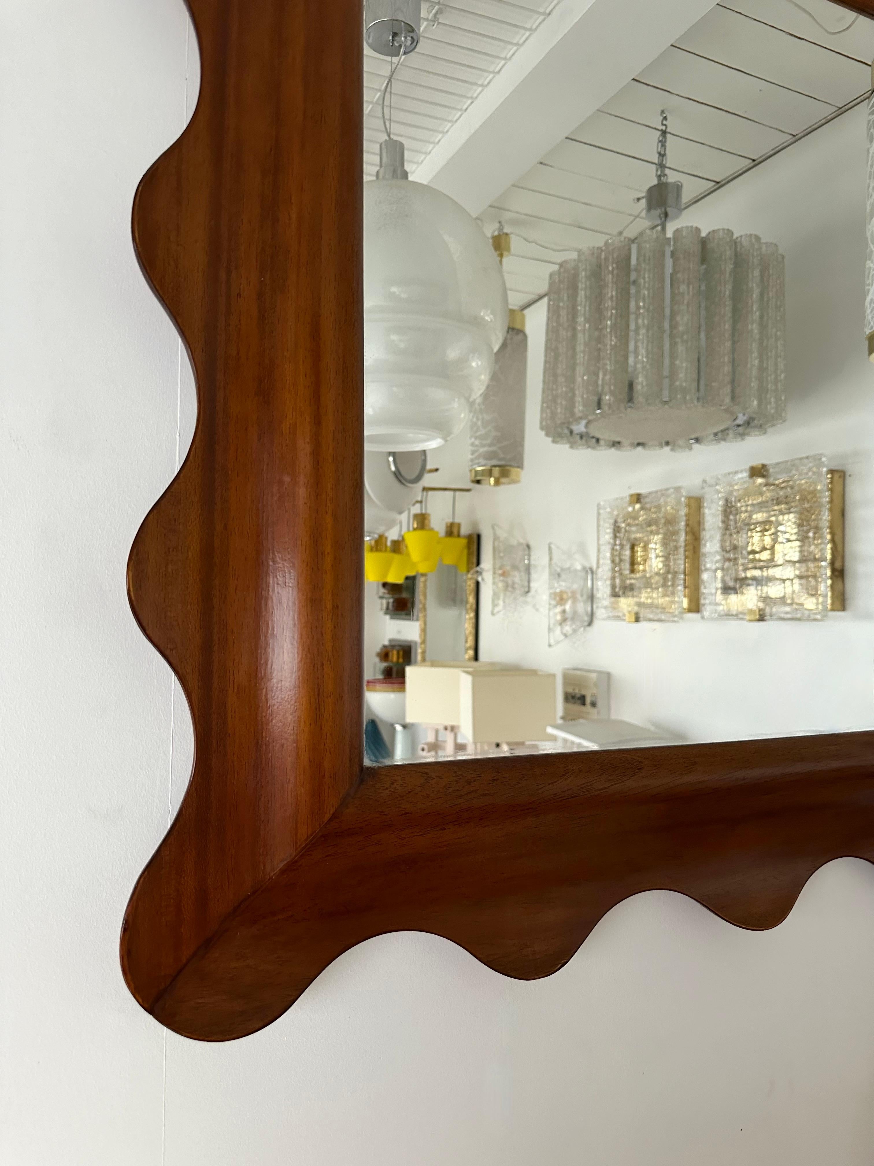 Mid-Century Modern Wood Wood Miroir. Italie en vente