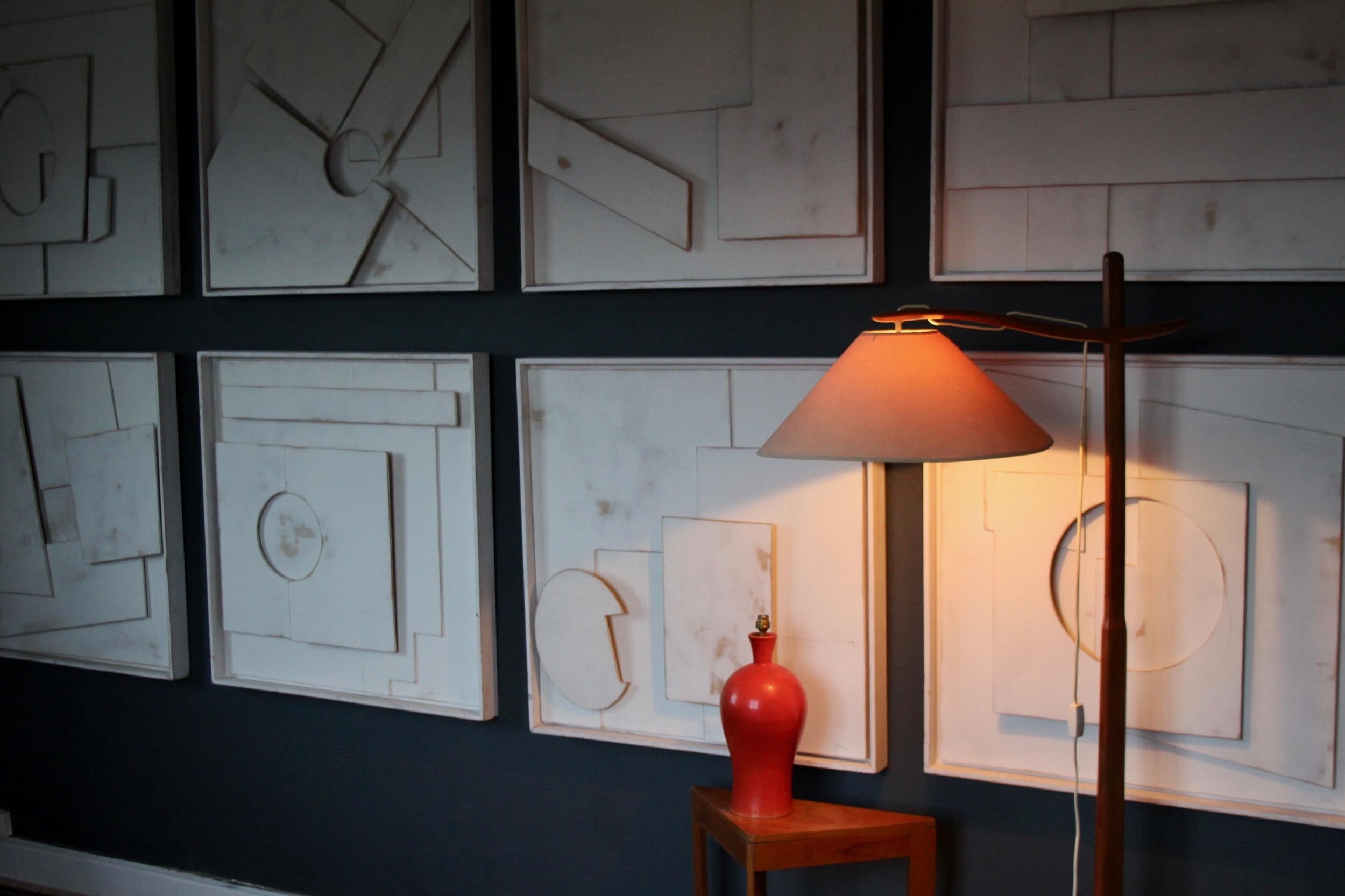 Wood white wall decorative sculpture