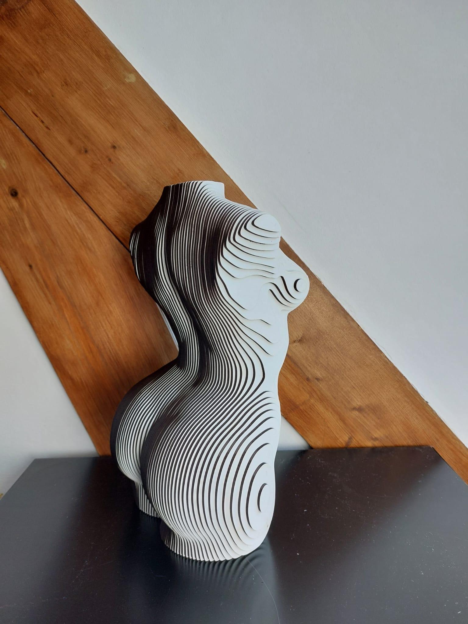 Contemporary Wood white Female Torso Sculpture MDF For Sale