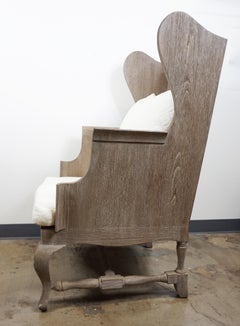 Wood Wing Back Chair with Designer Fabric Upholstery
