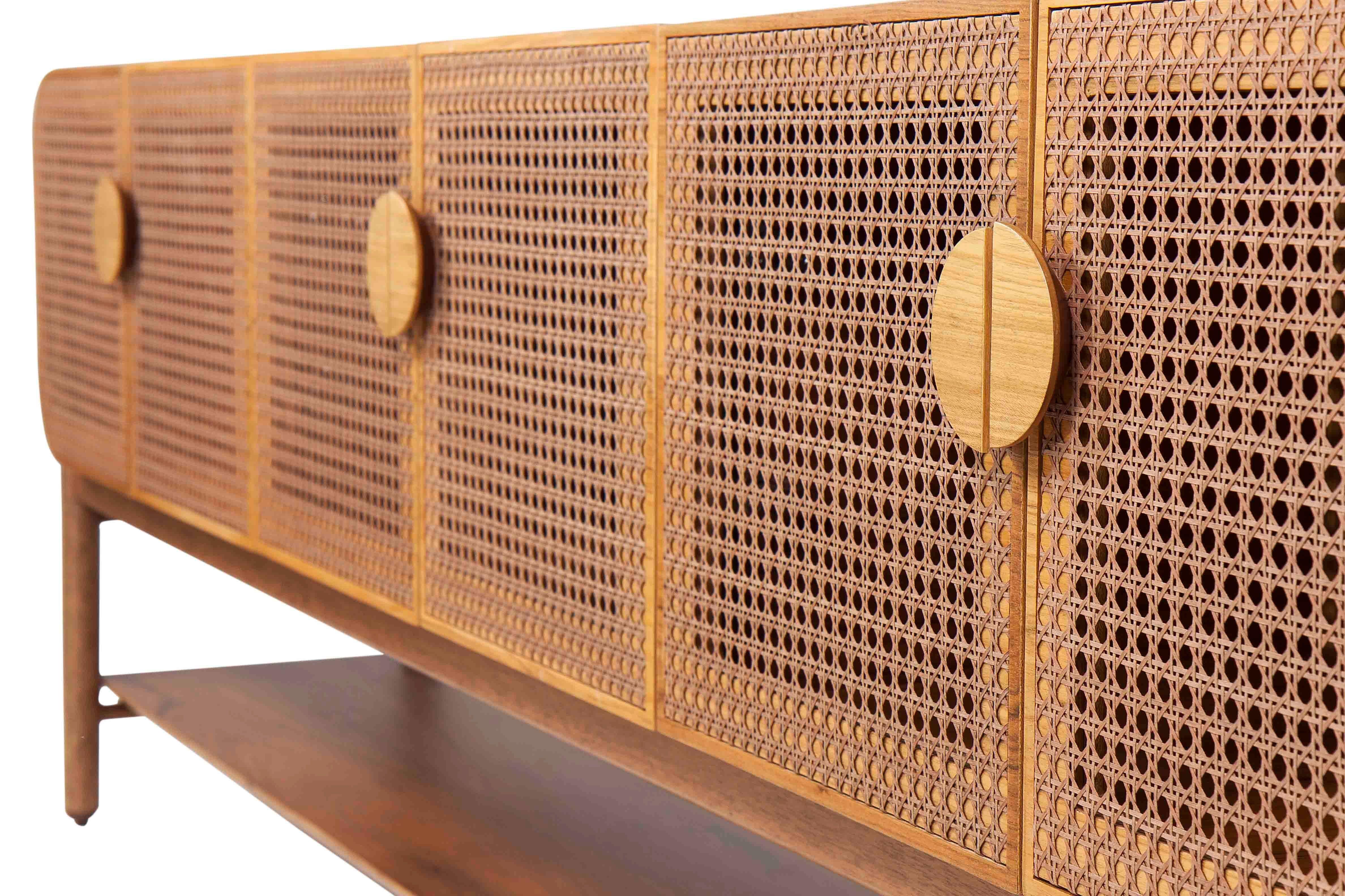 Brazilian Wood with Caning Doors, Sideboard Twiggy  For Sale