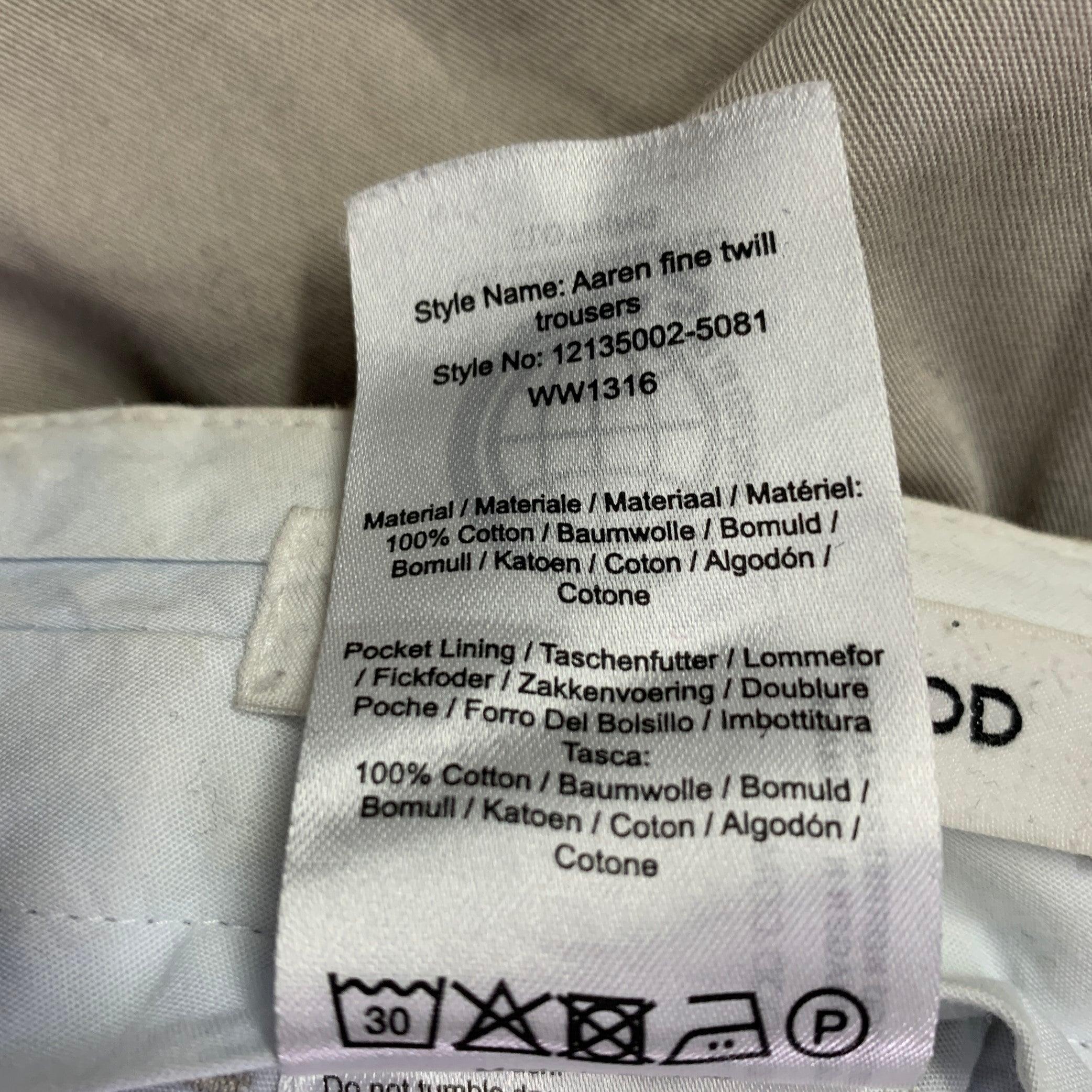 WOOD WOOD Size 30 Aaren Cream Cotton Pleated Casual Pants For Sale 2