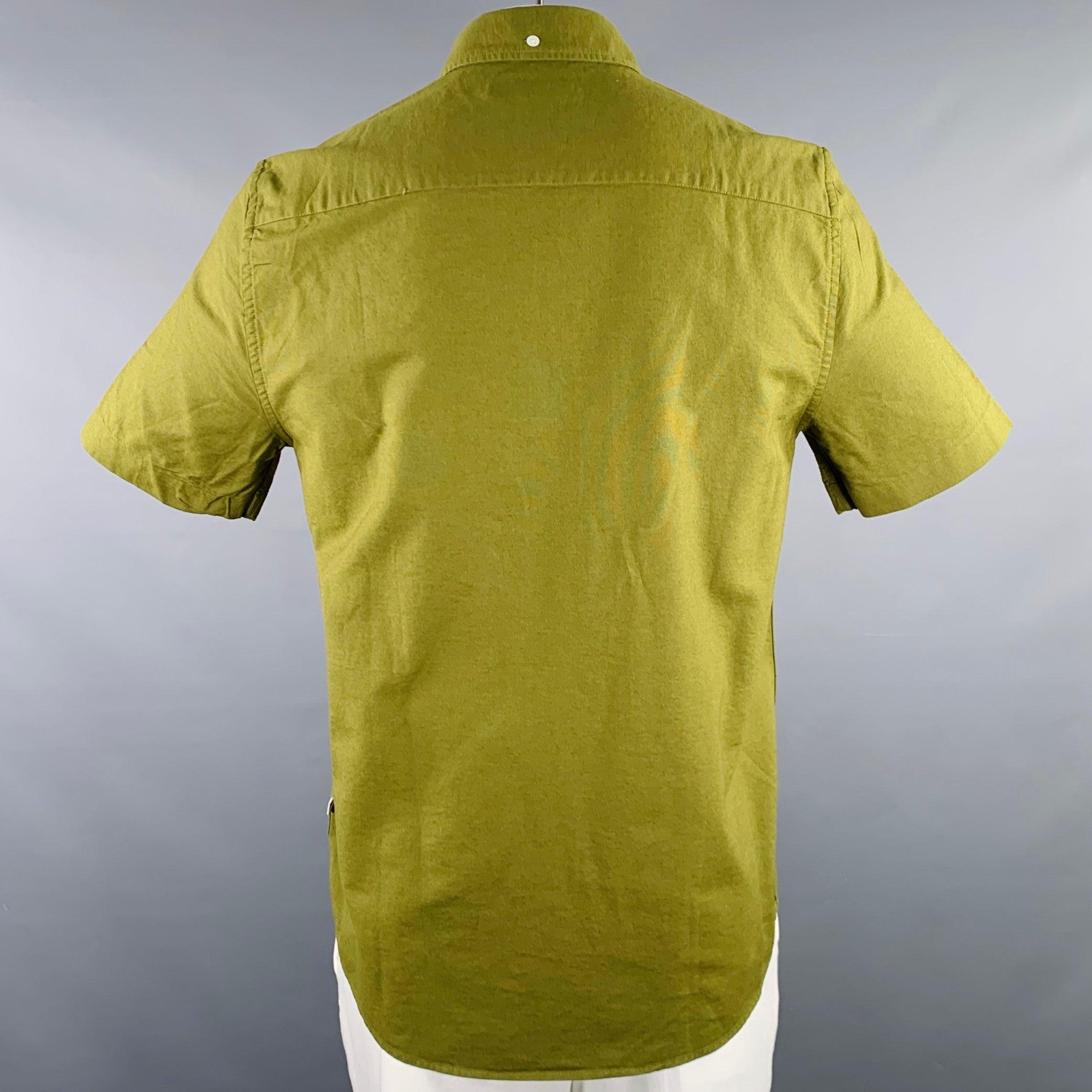 Marron Chemise à manches courtes en coton vert WOOD Taille L en vente