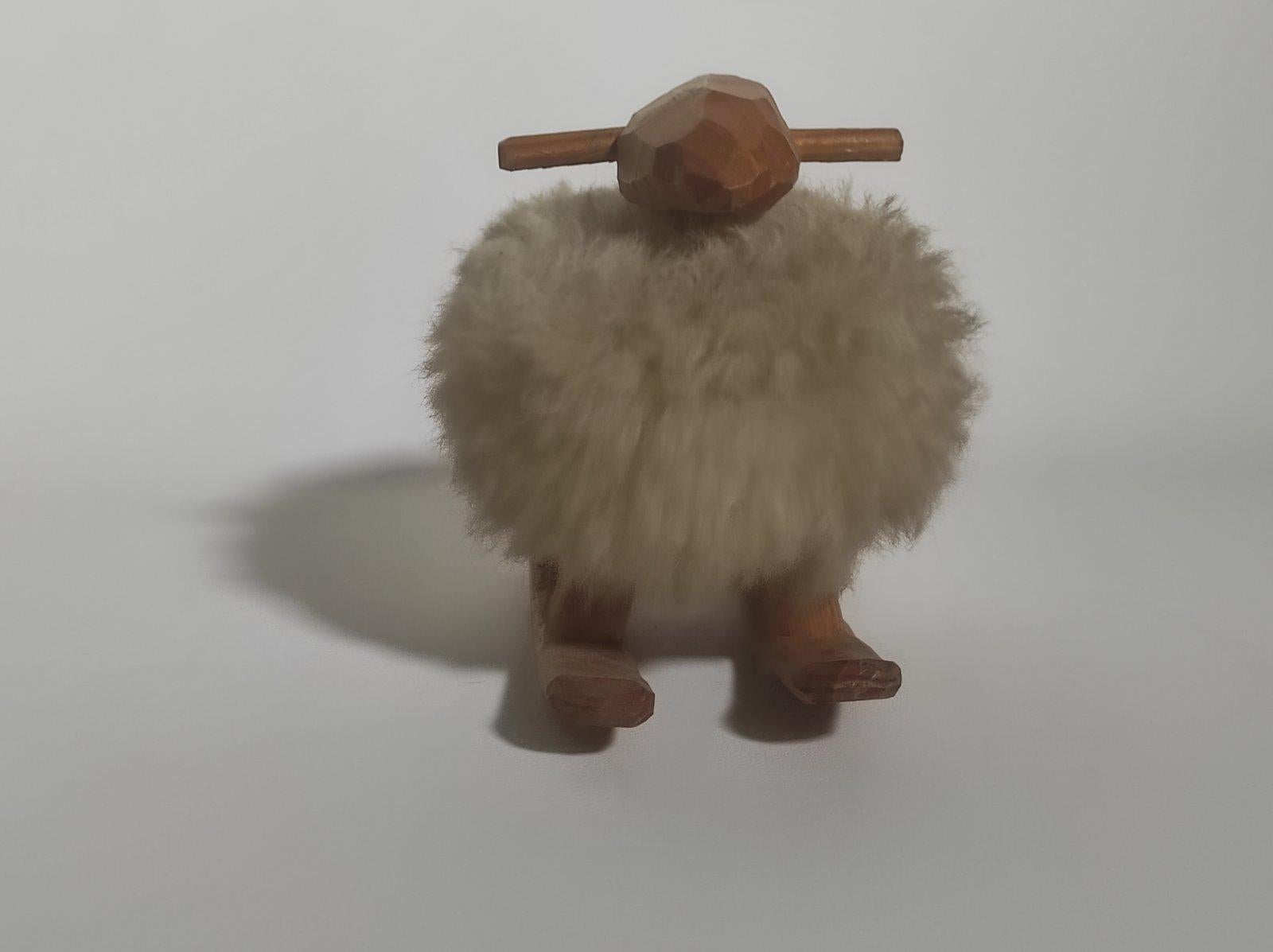 Swedish Wood Wool Sheep Sculpture 1970s For Sale