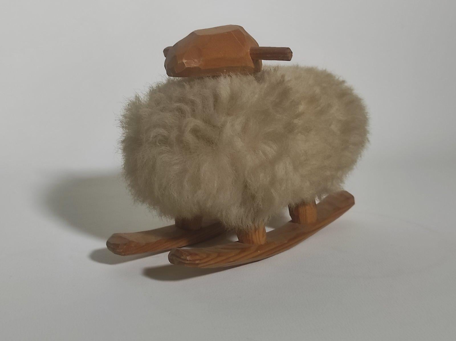 Late 20th Century Wood Wool Sheep Sculpture 1970s For Sale