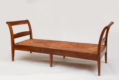 Wood Woven Wicker Large Bench, Daybed, Imported from France, 1950's
