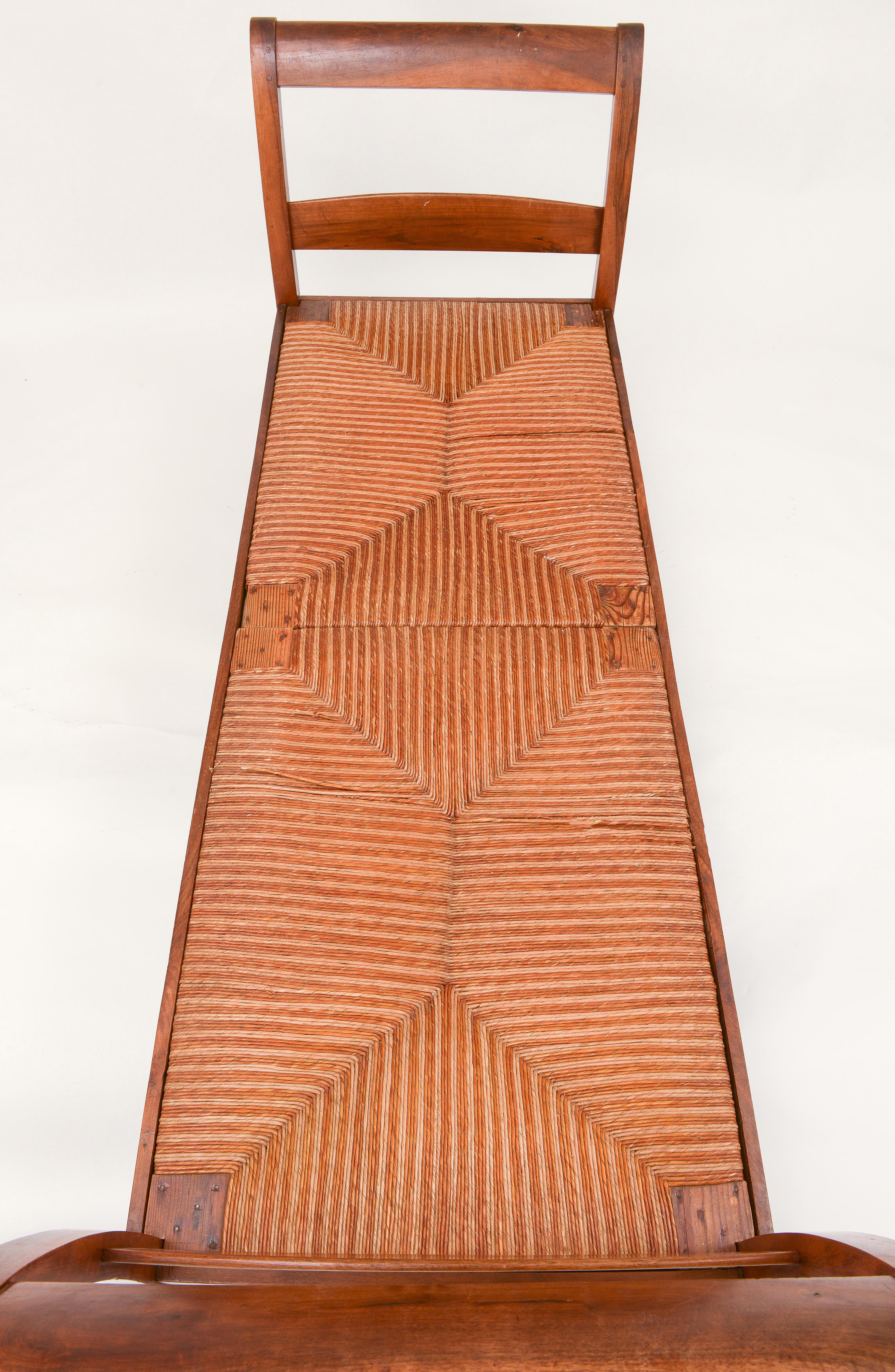 French Wood Woven Wicker Large Bench, Daybed, Imported from France, 1950's