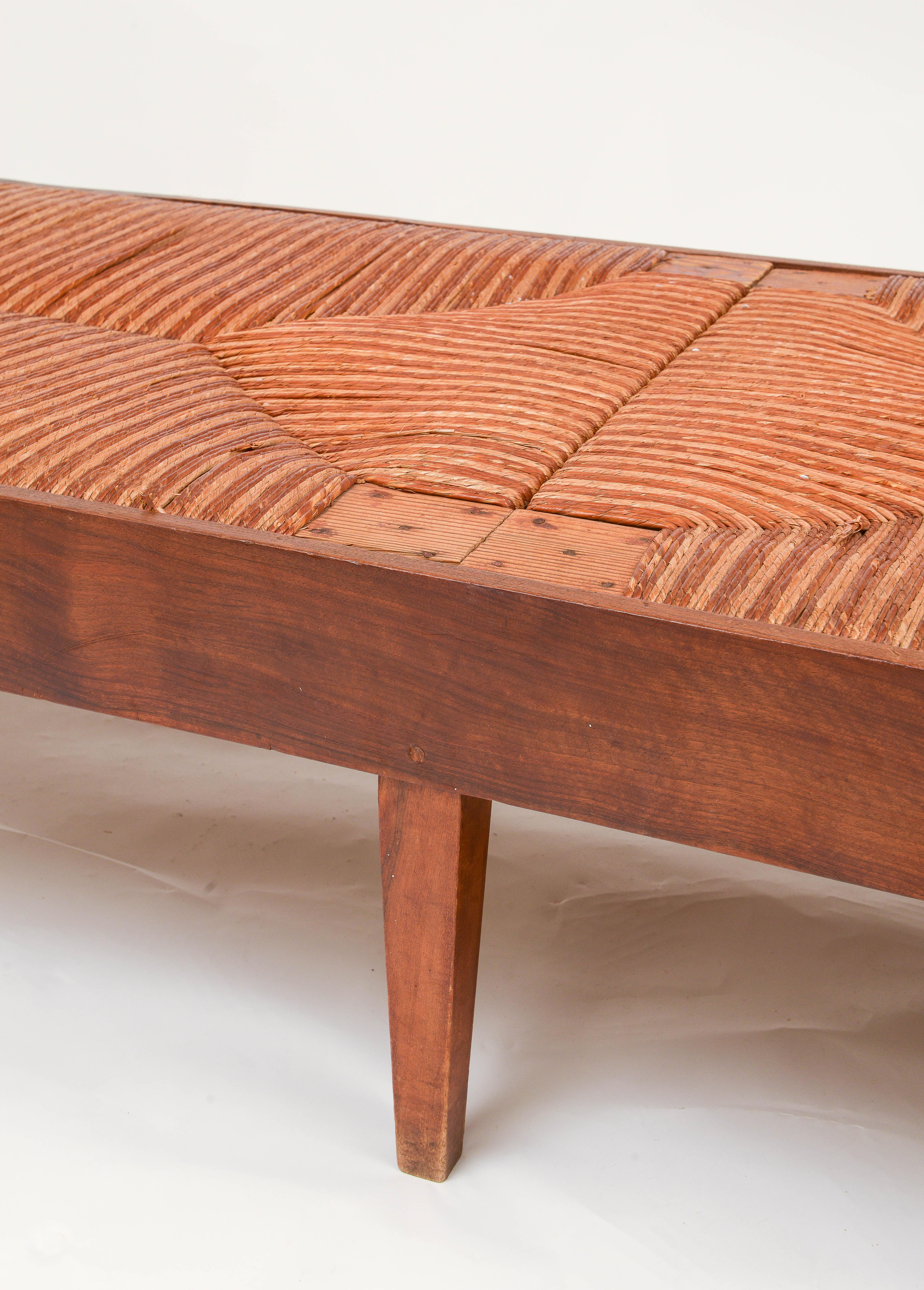 Wood Woven Wicker Large Bench, Daybed, Imported from France, 1950's In Good Condition In New York, NY