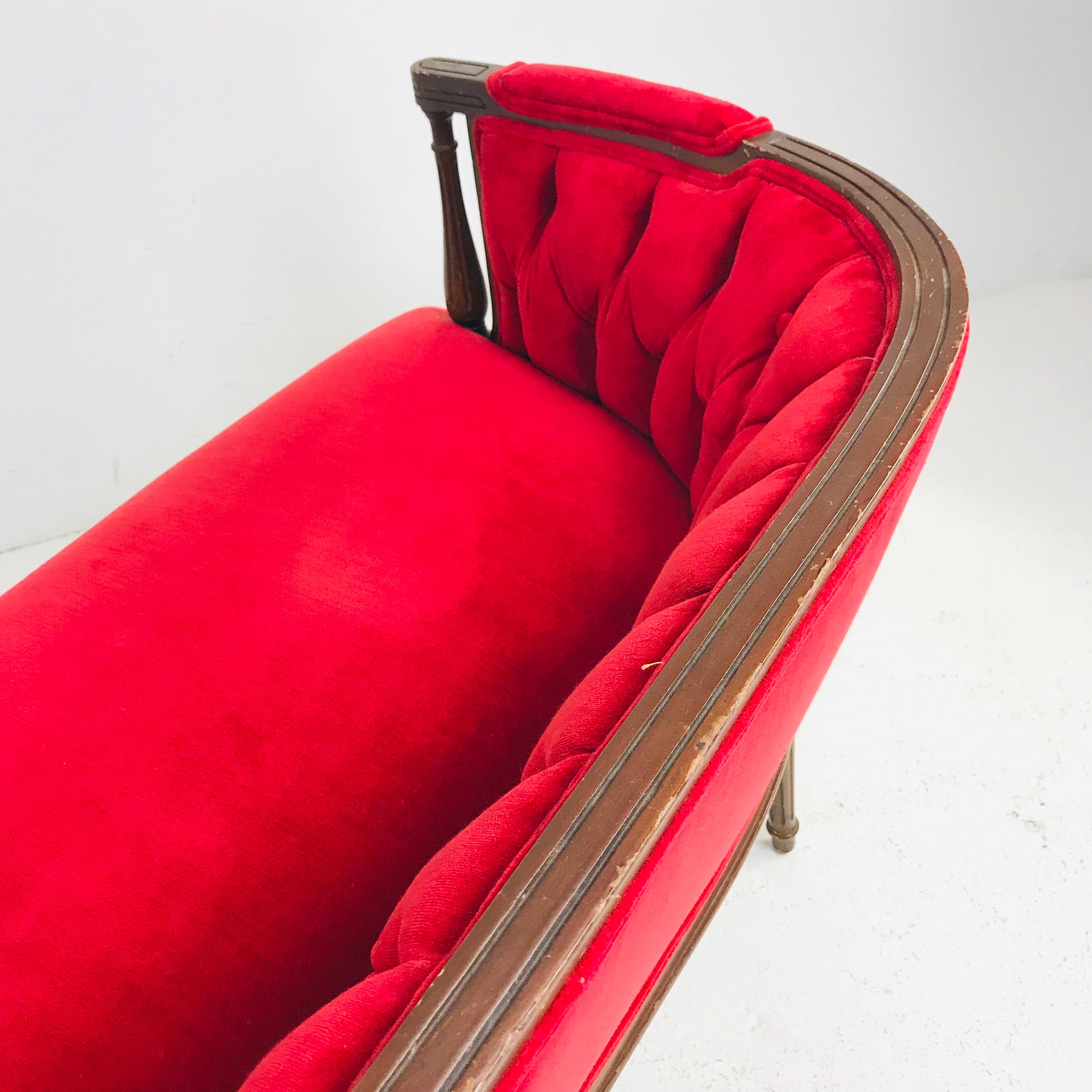 Wood Wrapped Red Settee For Sale at 1stDibs wood wrapped sofa