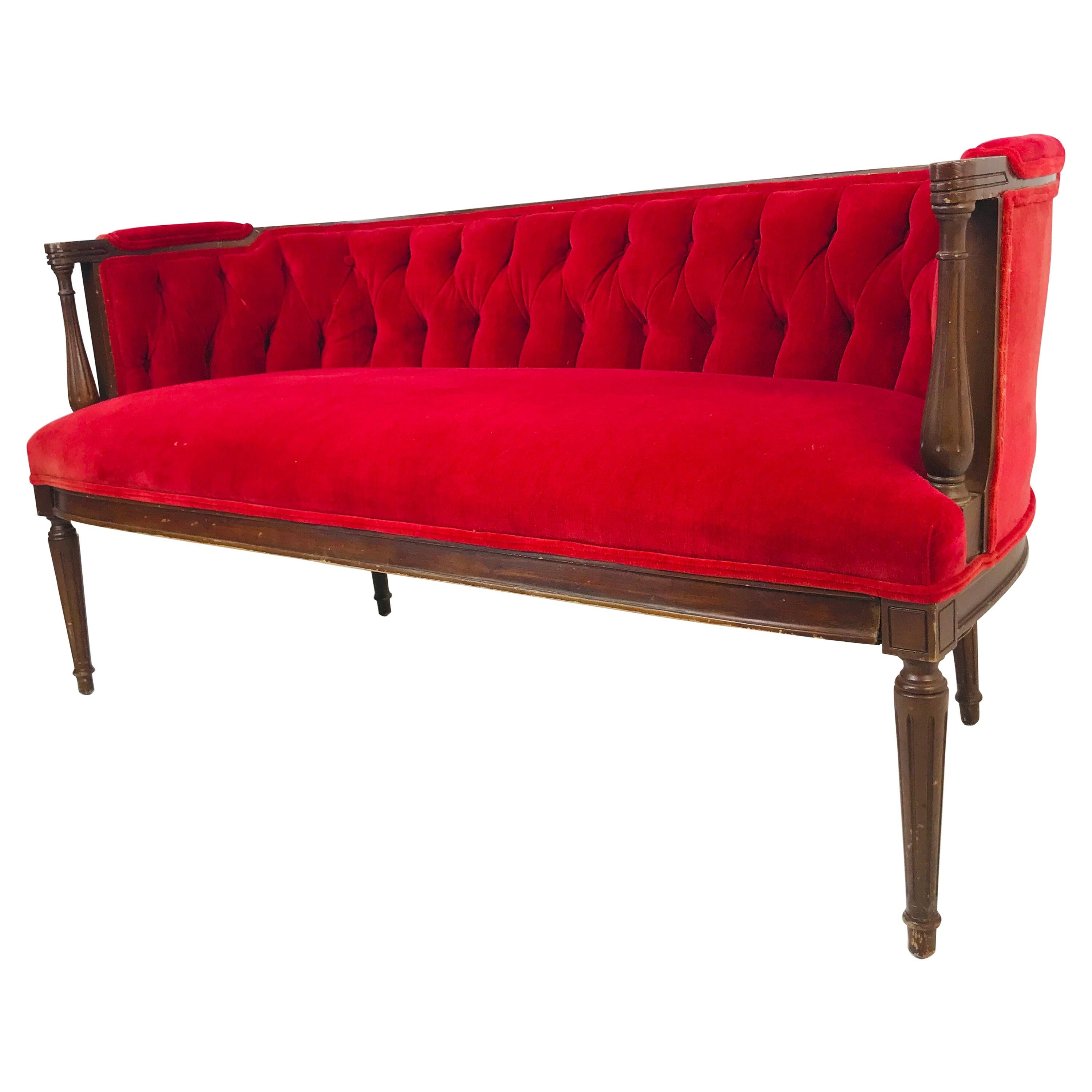 Wood Wrapped Red Settee For Sale at 1stDibs wood wrapped sofa