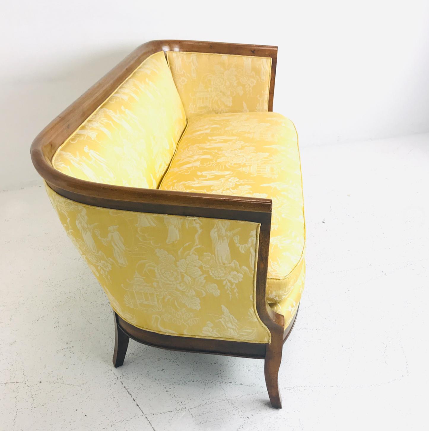 20th Century Wood Wrapped Vintage Bernhardt Settee