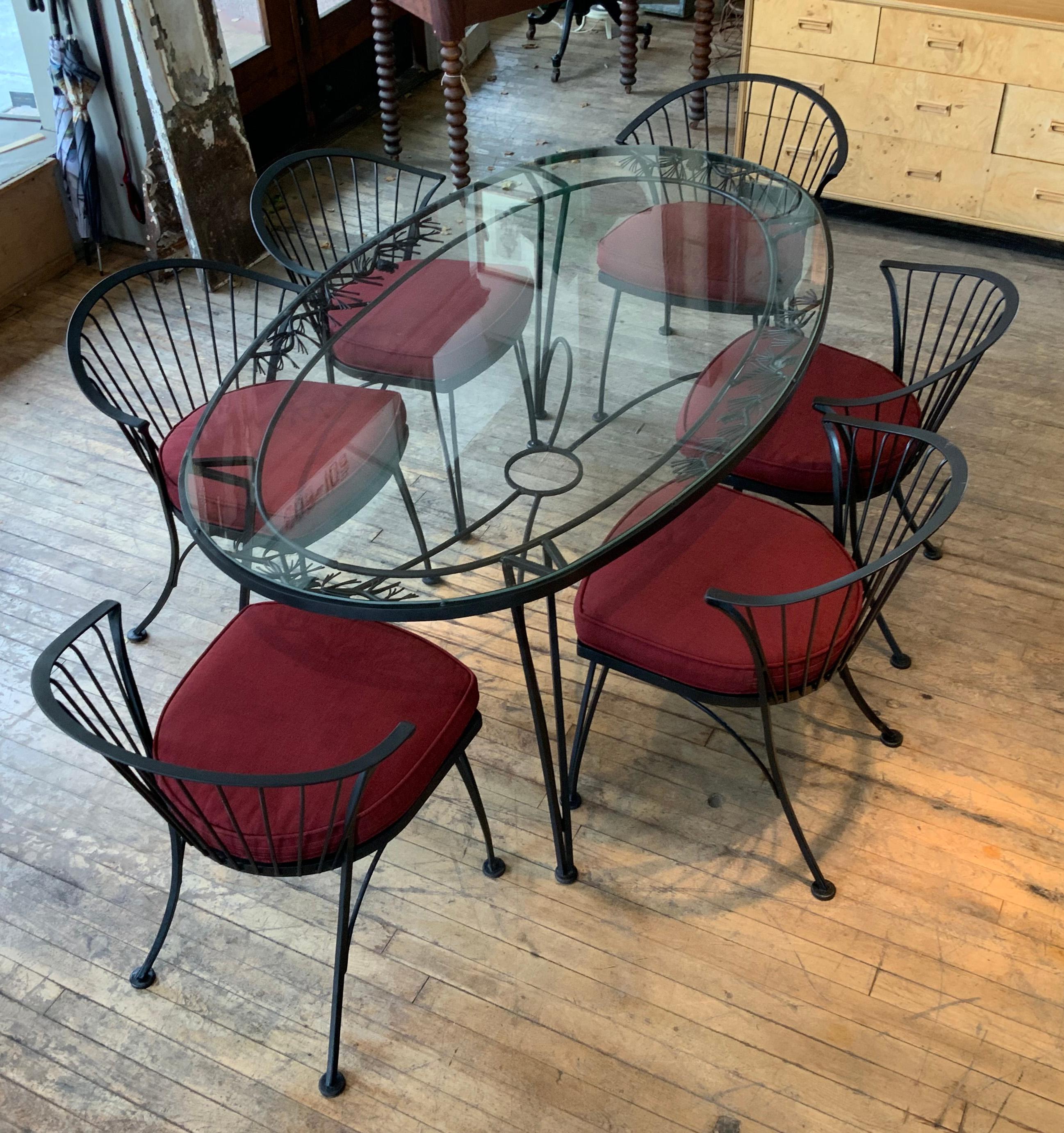 Woodard 1950s Pinecrest Dining Table and Set of Six Chairs 3