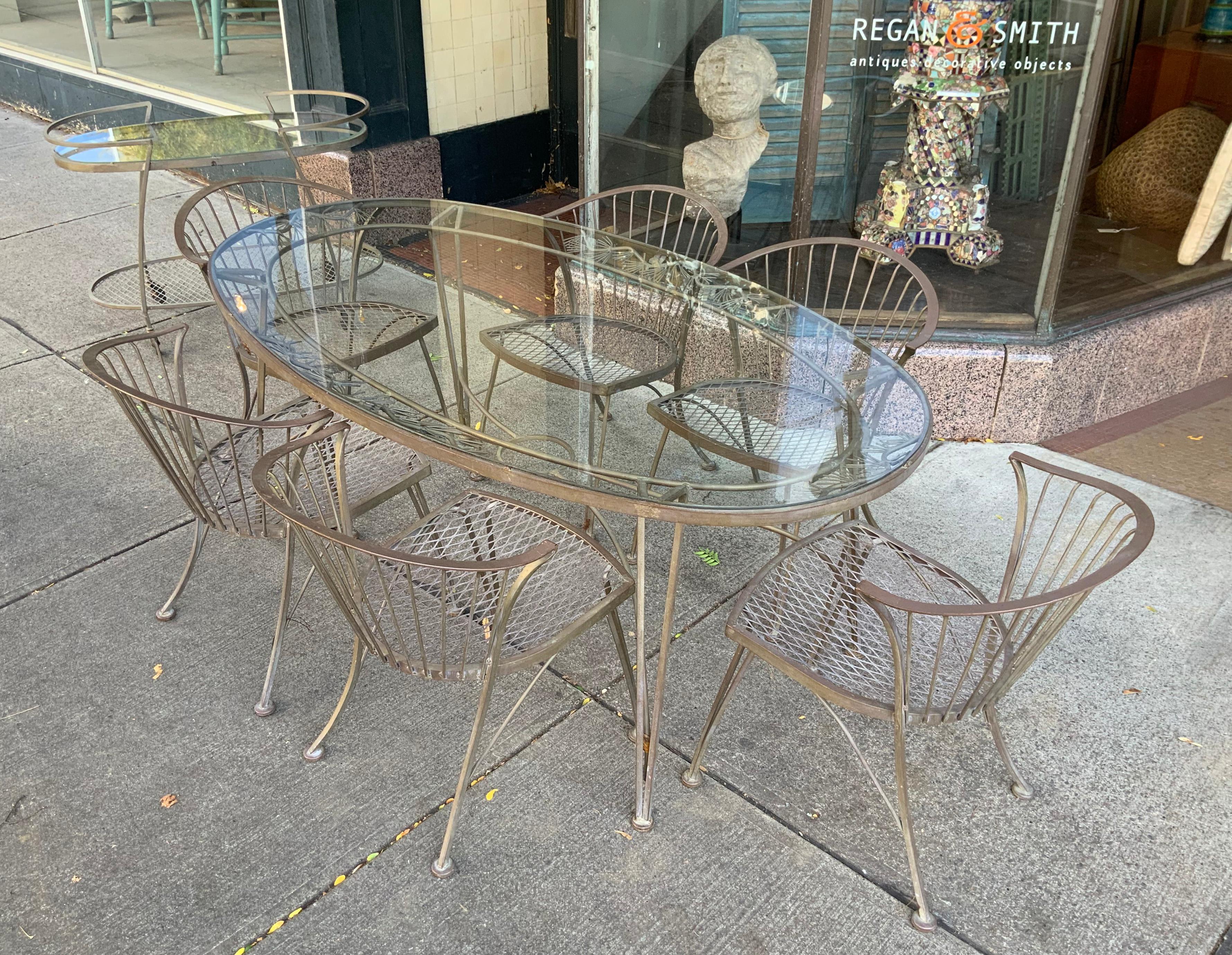 Mid-Century Modern Woodard 1950s Pinecrest Dining Table and Set of Six Chairs