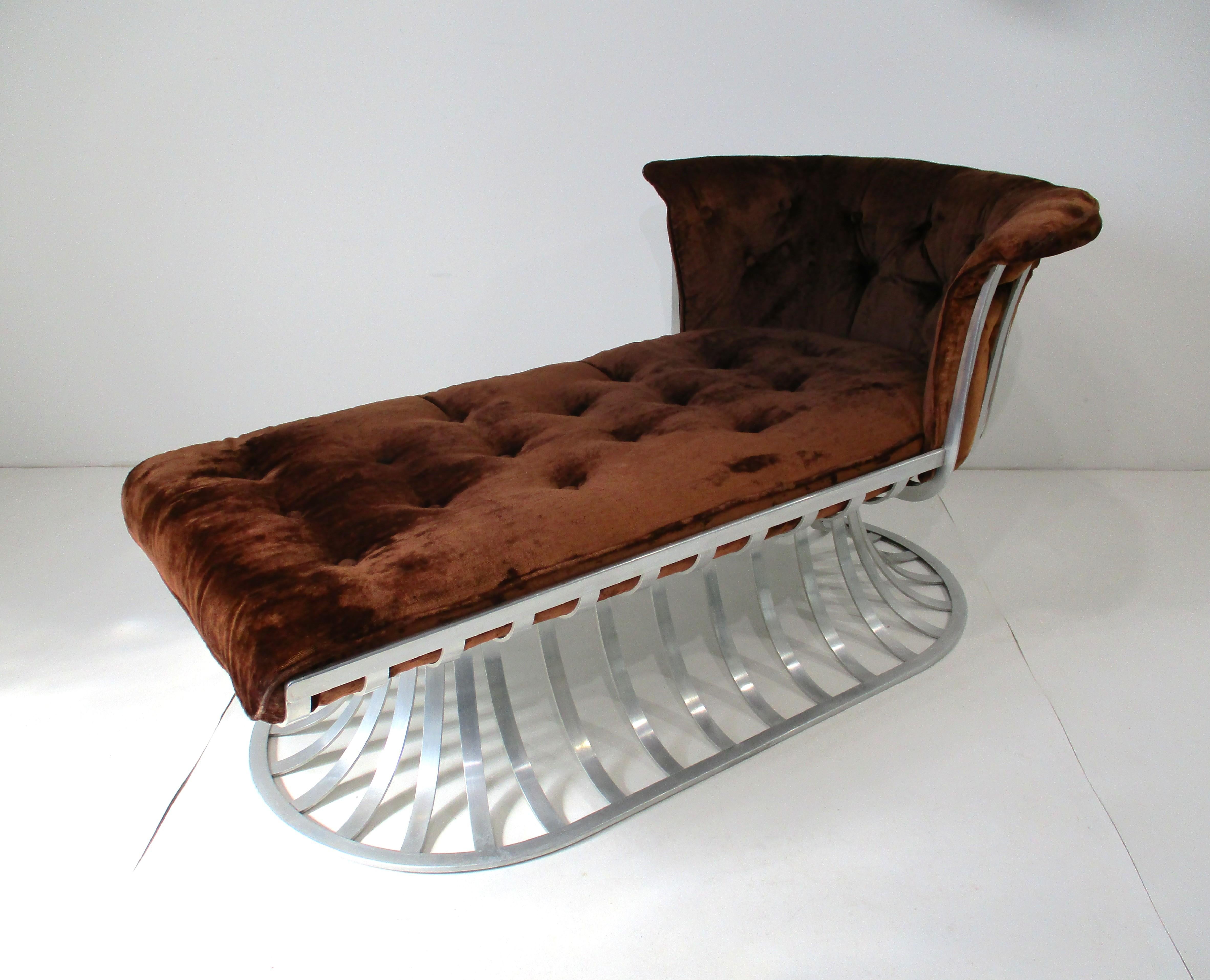 Woodard Aluminum Framed Chaise Lounge Chair by Herbert Saiger For Sale 7